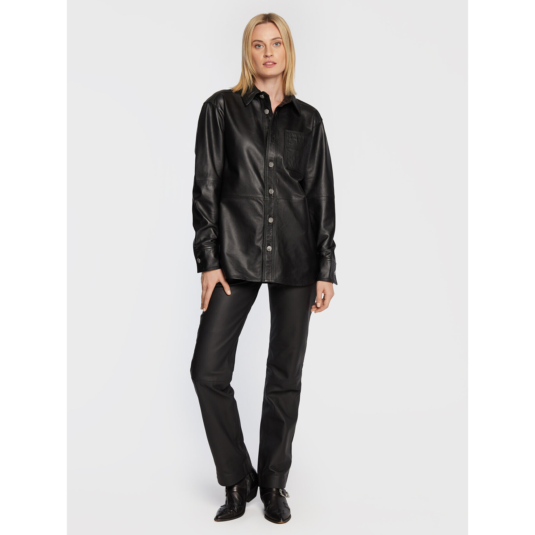 Remain Pandaloni de piele Leather RM1700 Negru Regular Fit - Pled.ro