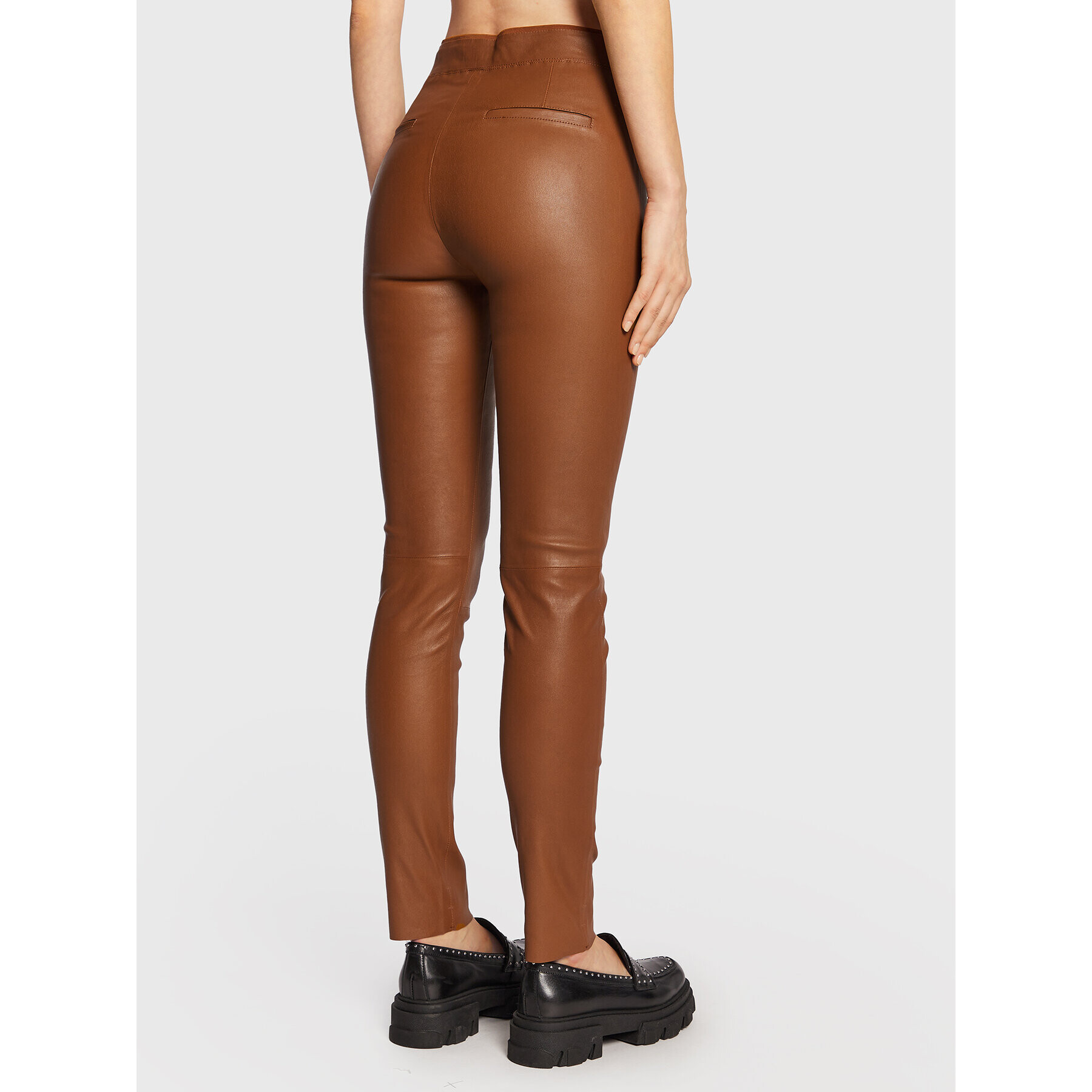 Remain Pandaloni de piele Snipe Leggings Leather RM1508 Maro Slim Fit - Pled.ro