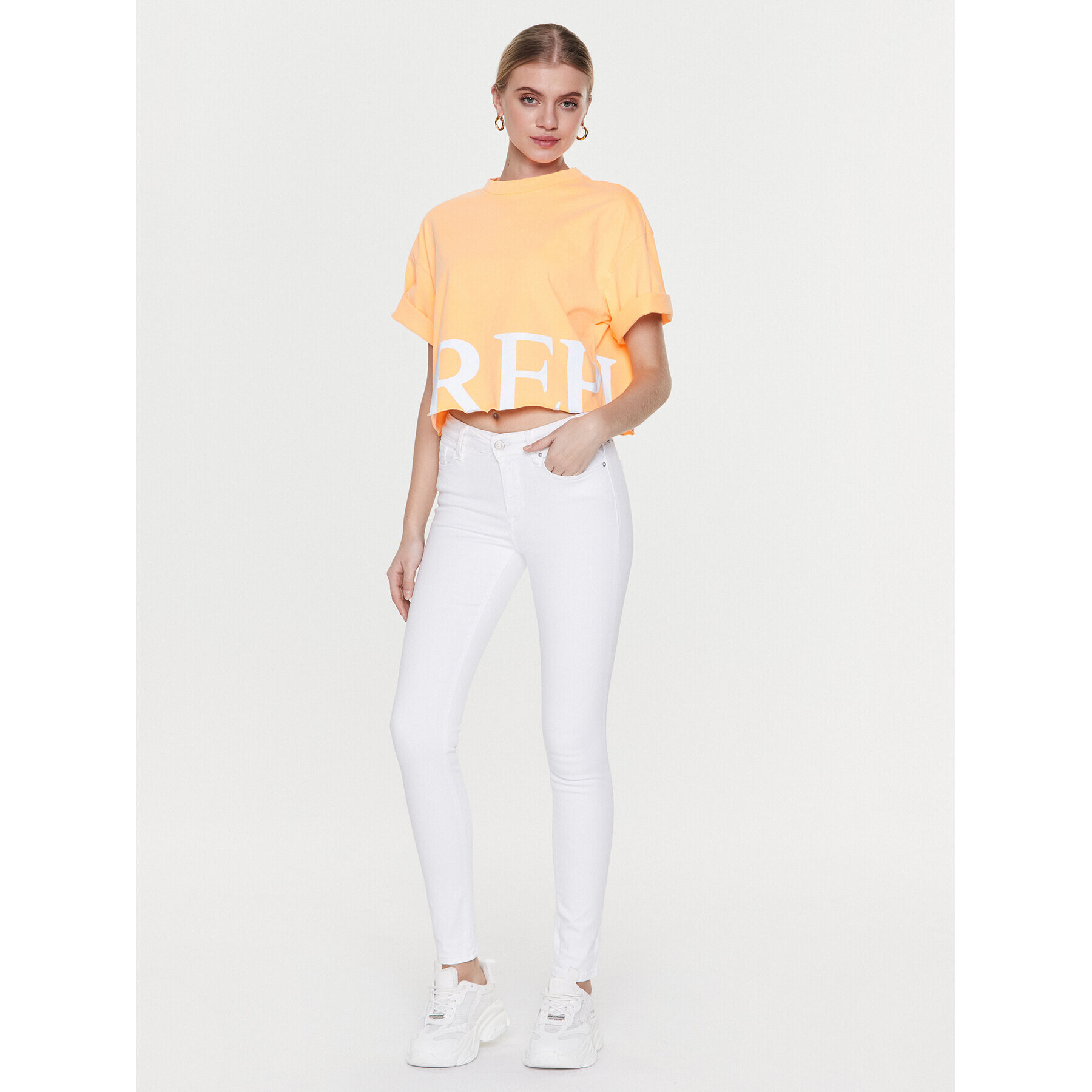 Replay Blugi WHW689.000.8366197 Alb Skinny Fit - Pled.ro