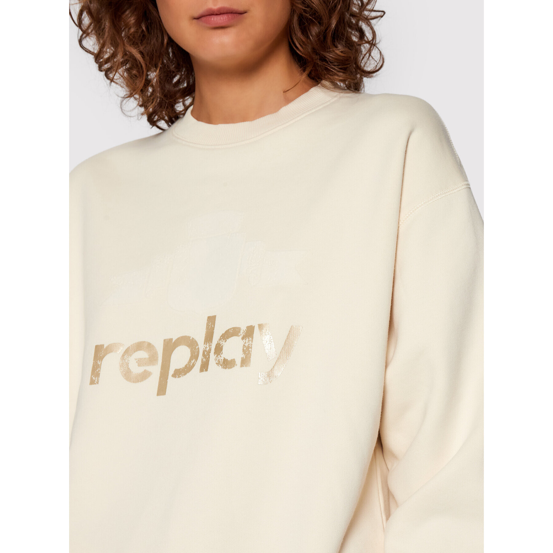 Replay Bluză W3586A.000.23190P Bej Oversize - Pled.ro