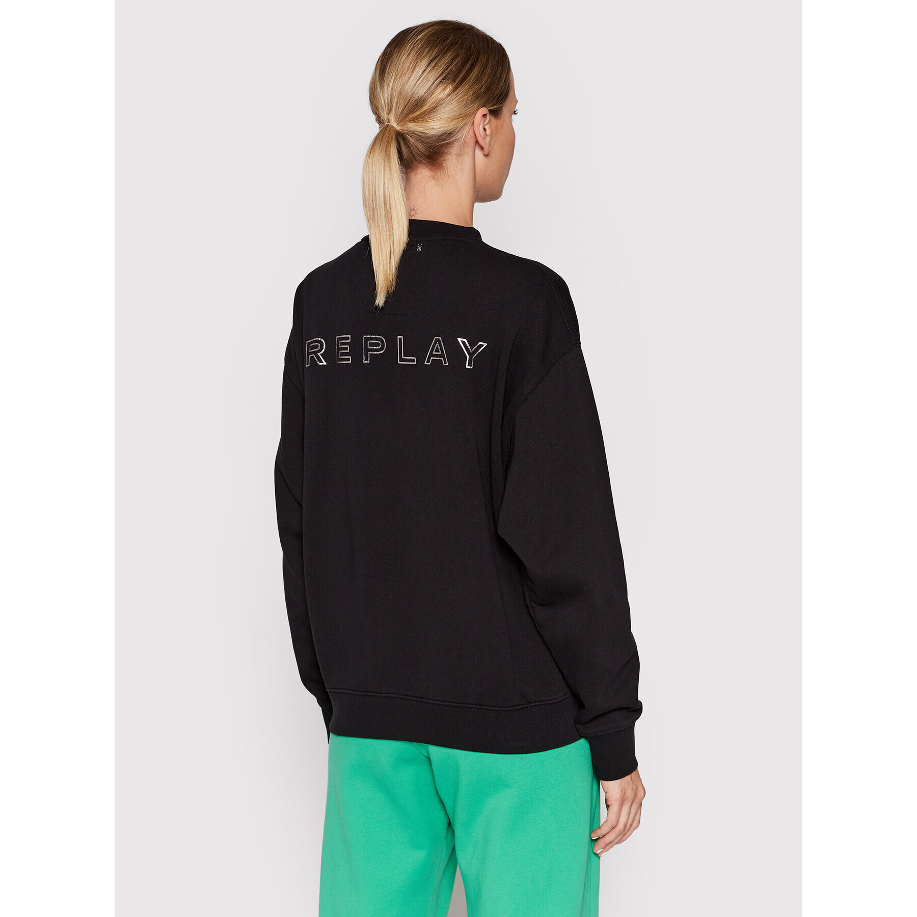 Replay Bluză W3586F.000.21842 Negru Relaxed Fit - Pled.ro