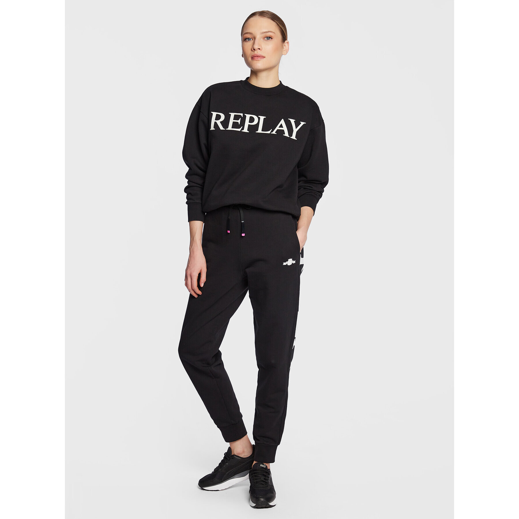 Replay Bluză W3586N.000.22890P Negru Oversize - Pled.ro