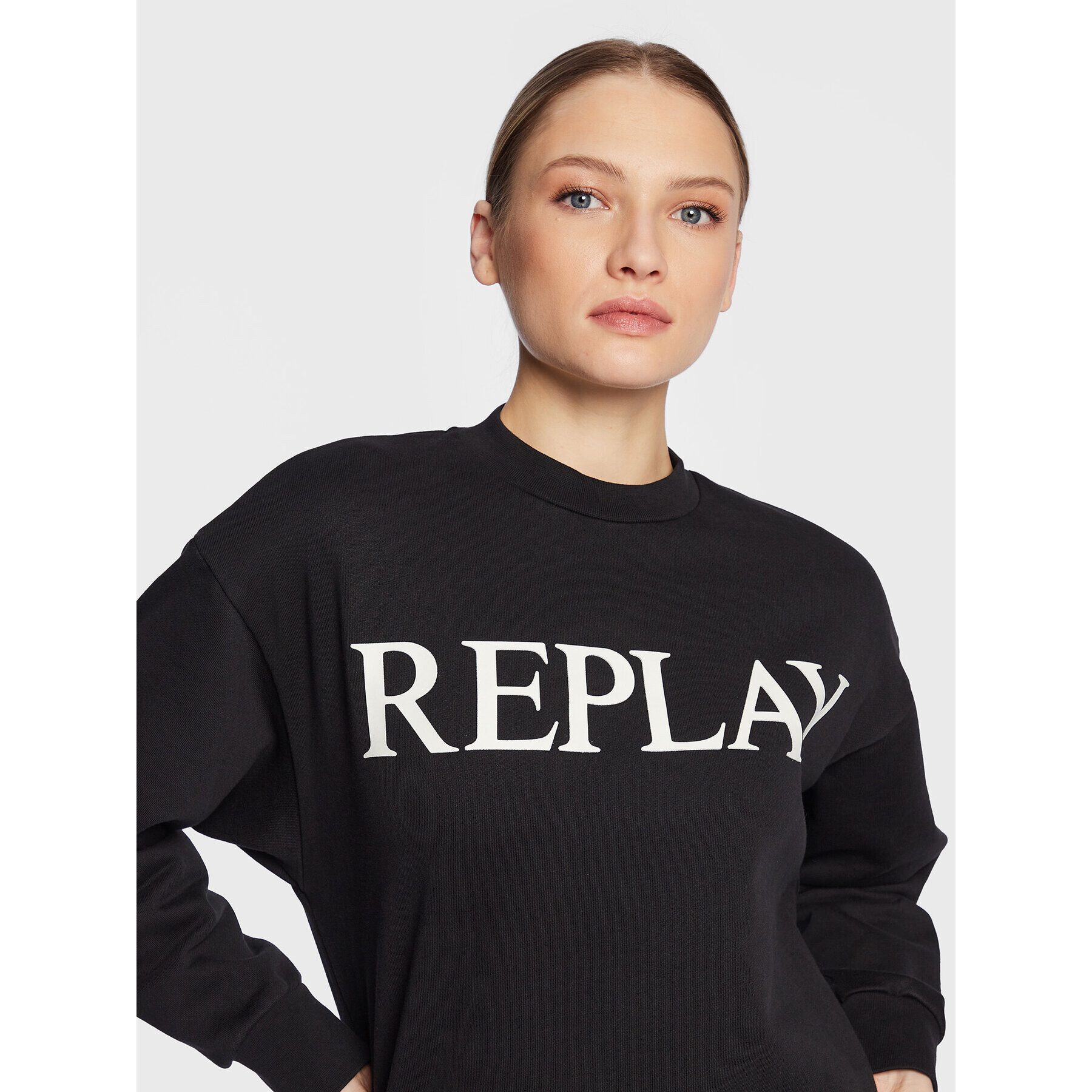 Replay Bluză W3586N.000.22890P Negru Oversize - Pled.ro