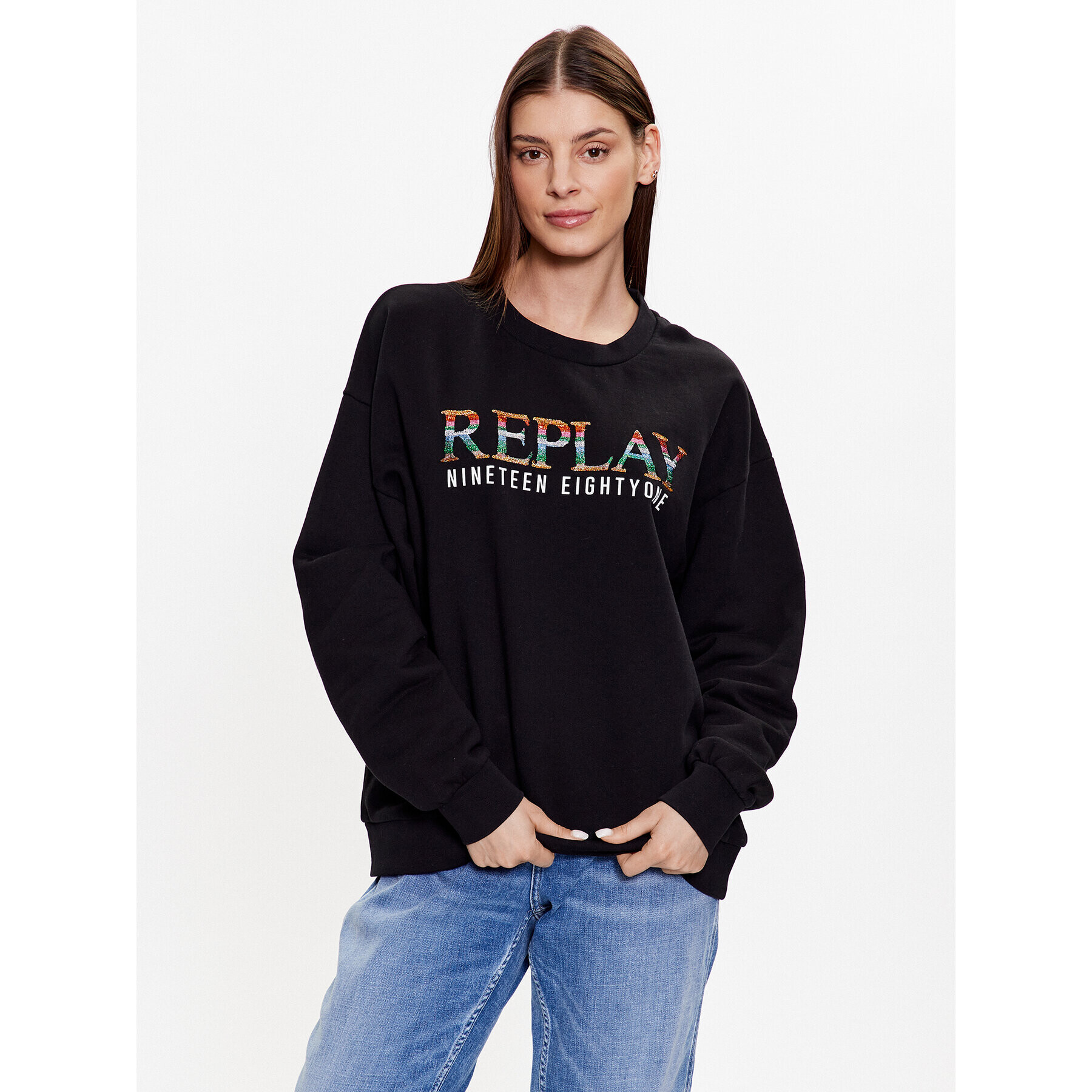 Replay Bluză W3638D.000.21842 Negru Regular Fit - Pled.ro