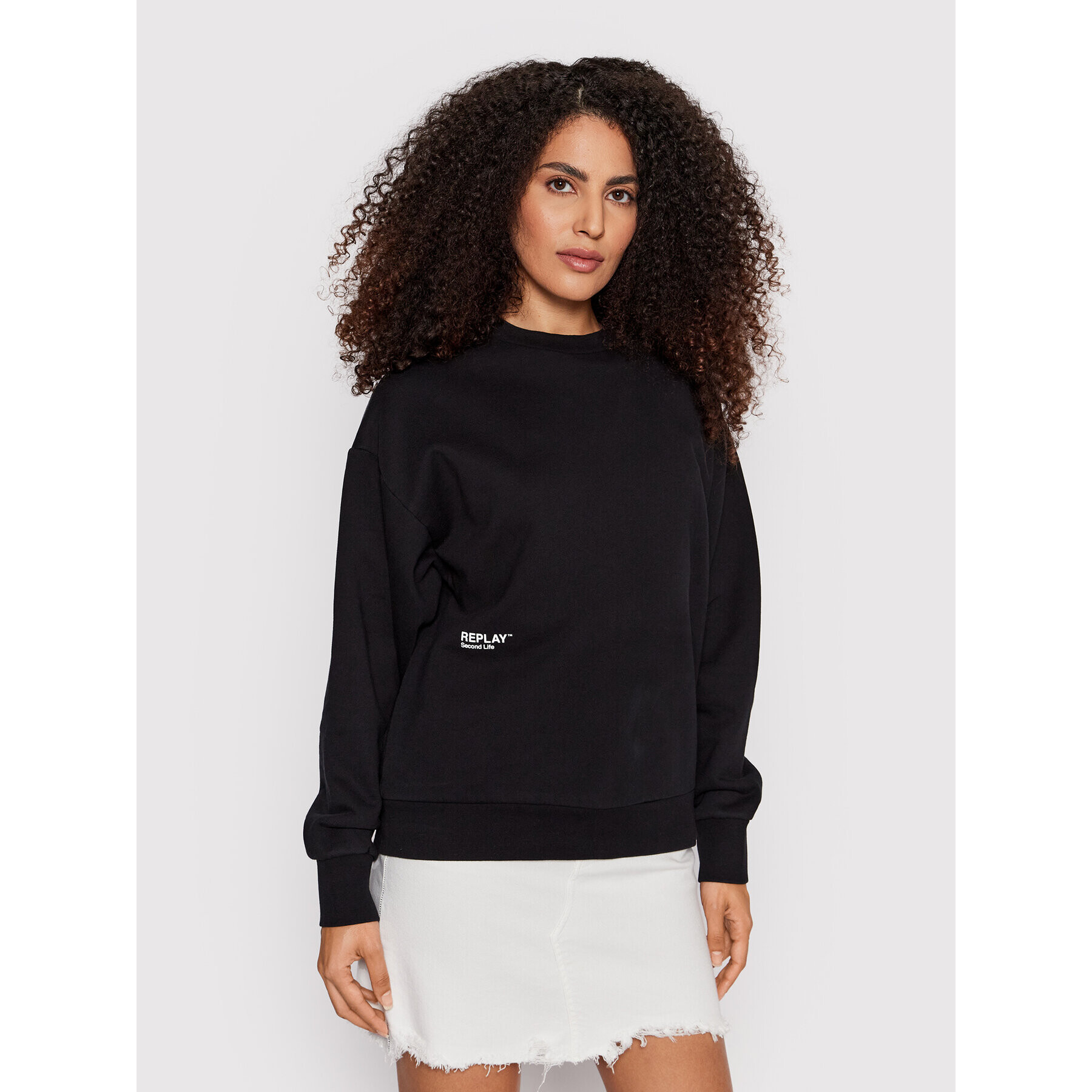 Replay Bluză W3586D.000.23040P Negru Oversize - Pled.ro