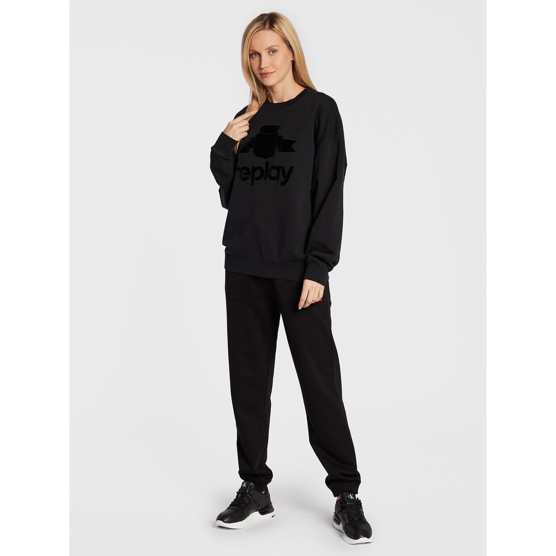 Replay Bluză W3638C.000.23358P Negru Relaxed Fit - Pled.ro