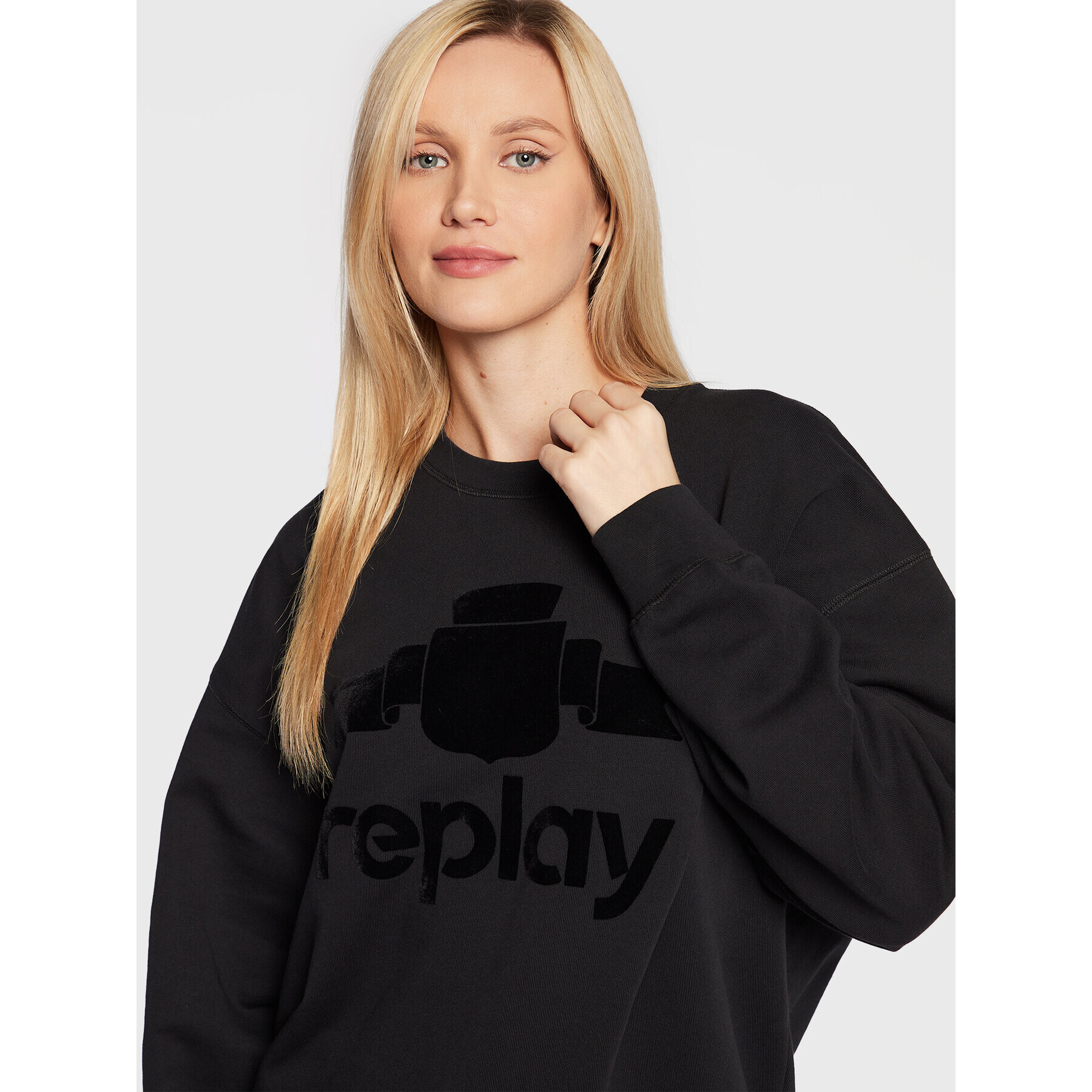 Replay Bluză W3638C.000.23358P Negru Relaxed Fit - Pled.ro