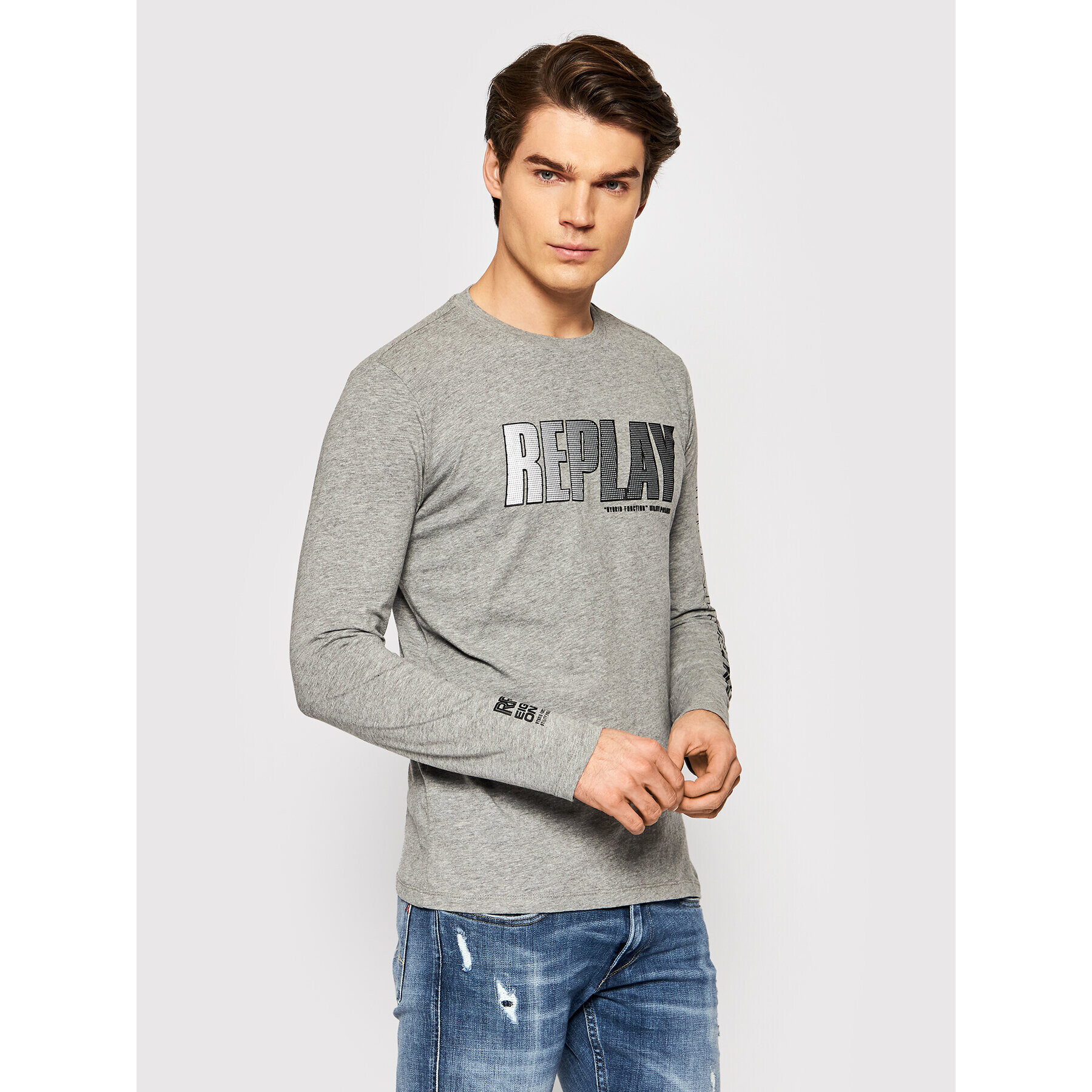 Replay Longsleeve M3492.000.2660 Gri Regular Fit - Pled.ro