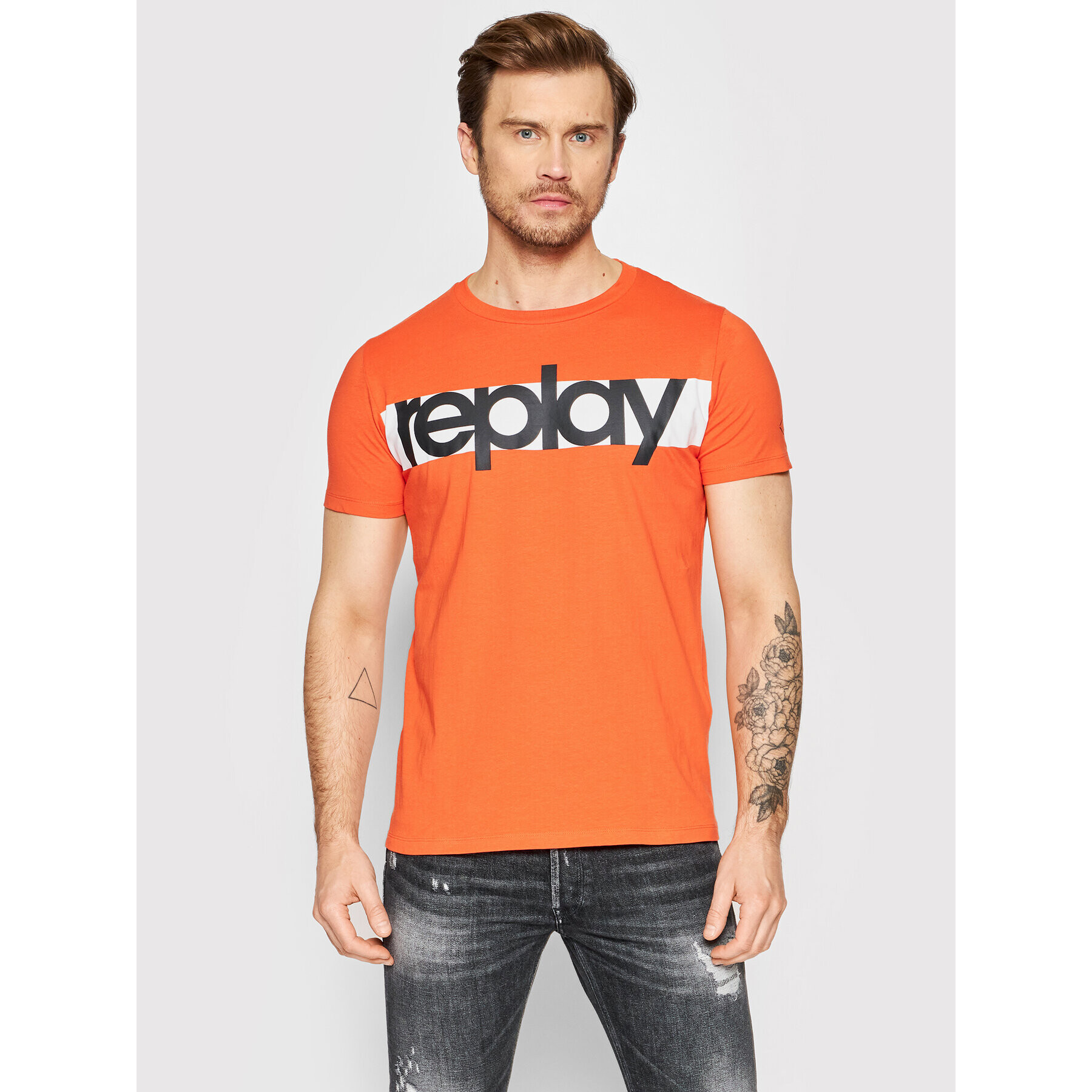 Replay Tricou M6007.000.2660 Portocaliu Regular Fit - Pled.ro