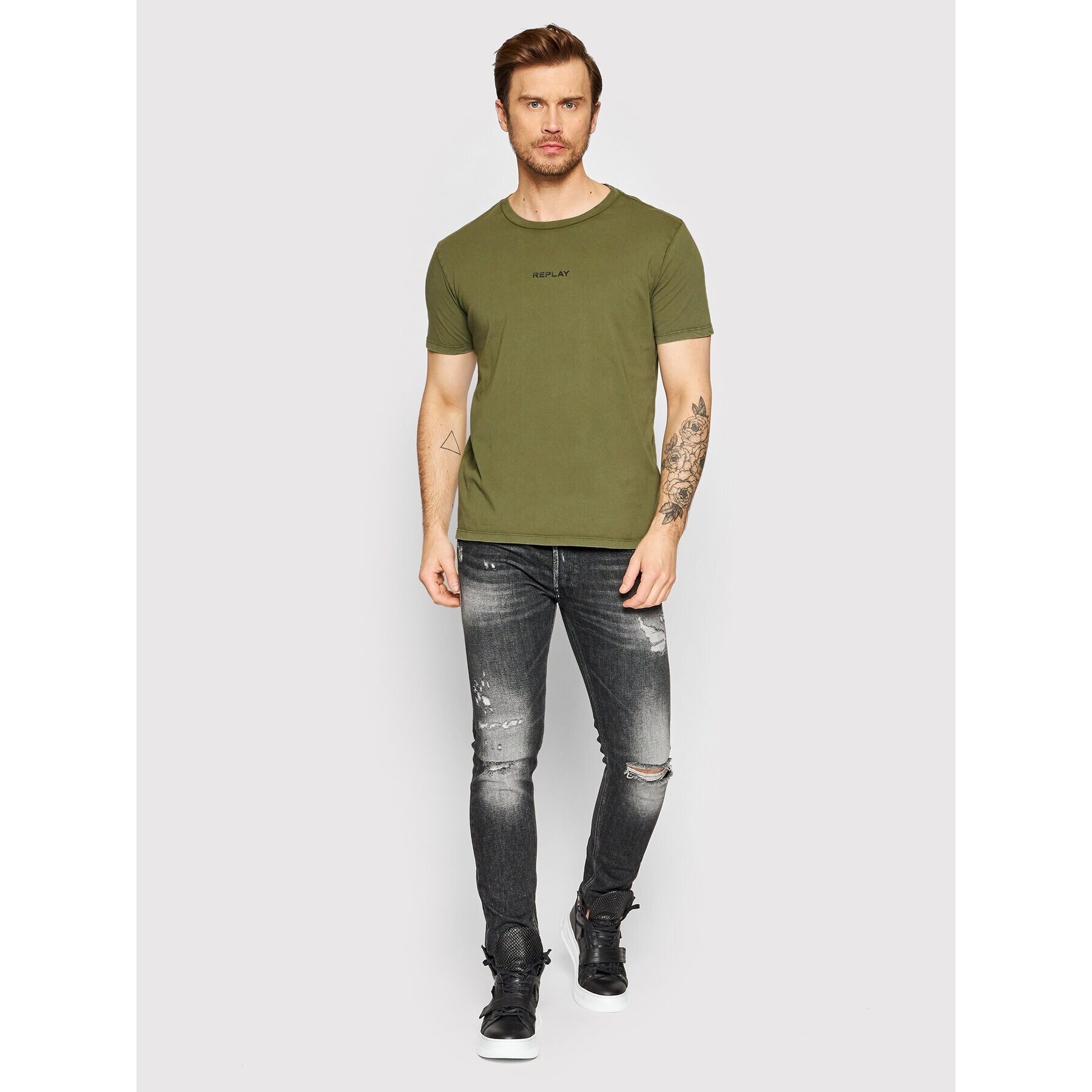 Replay Tricou M6033.000.23178G Verde Regular Fit - Pled.ro