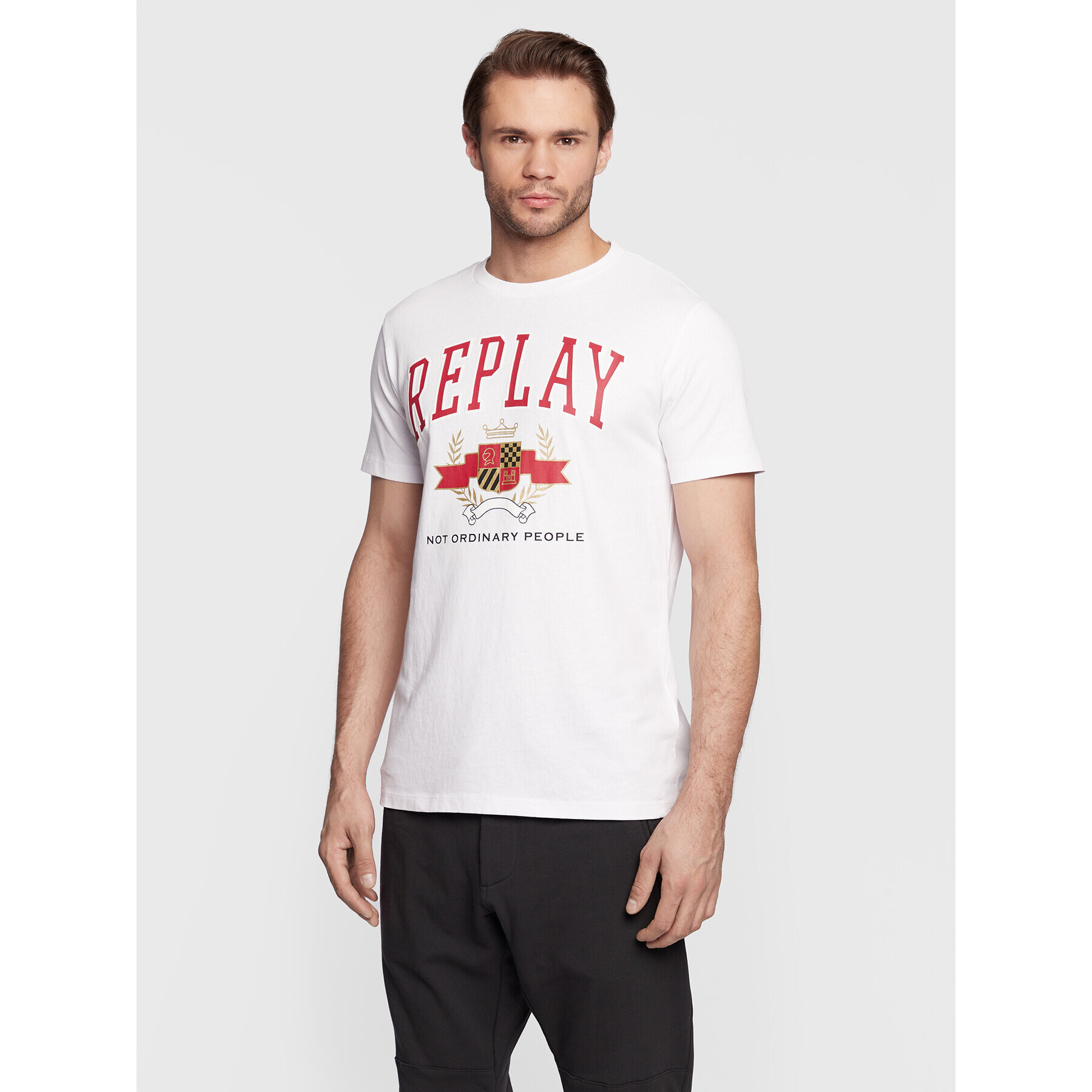 Replay Tricou M6290.000.23356M Alb Regular Fit - Pled.ro