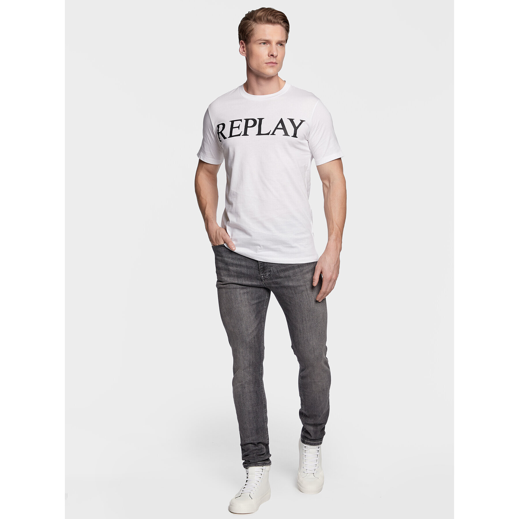 Replay Tricou M6475.000.22980 Alb Regular Fit - Pled.ro