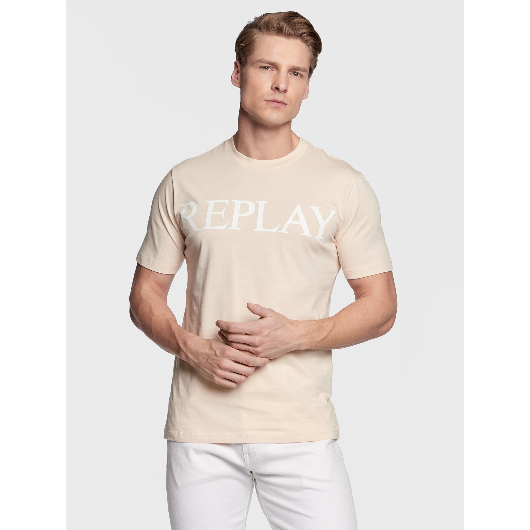 Replay Tricou M6475.000.22980P Bej Regular Fit - Pled.ro