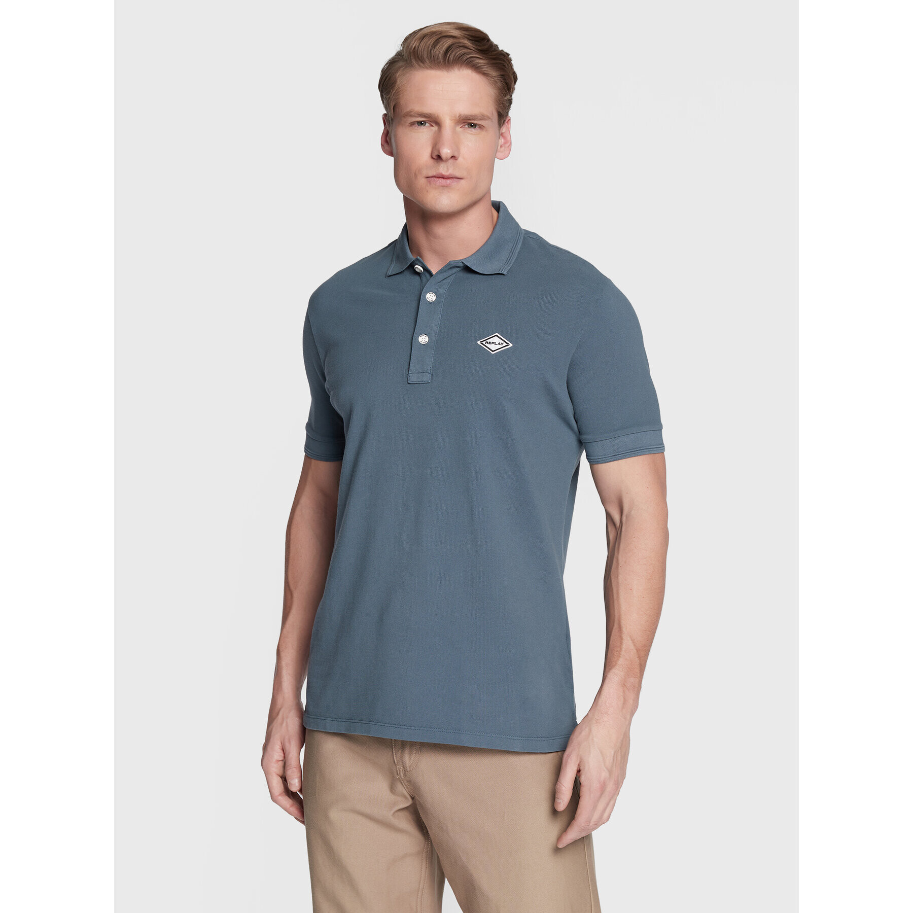 Replay Tricou polo M3070A.000.22696G Albastru Regular Fit - Pled.ro