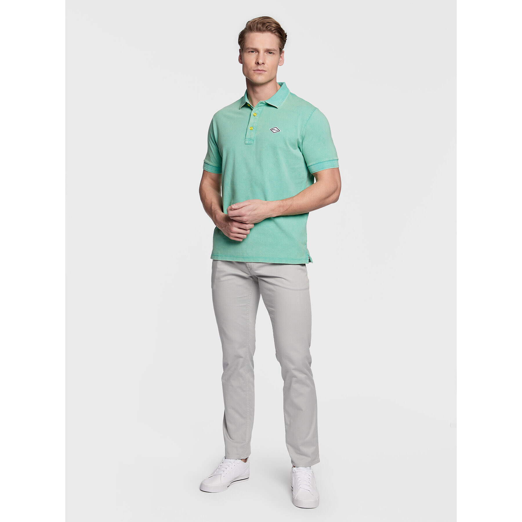 Replay Tricou polo M3070A.000.22696M Verde Regular Fit - Pled.ro