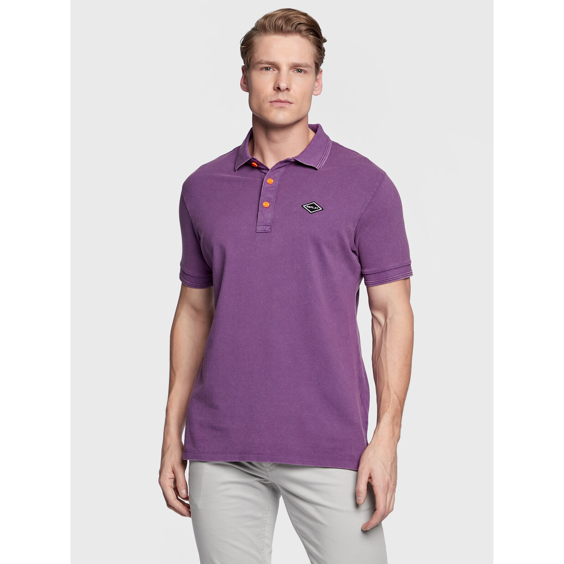 Replay Tricou polo M3070A.000.22696M Violet Regular Fit - Pled.ro