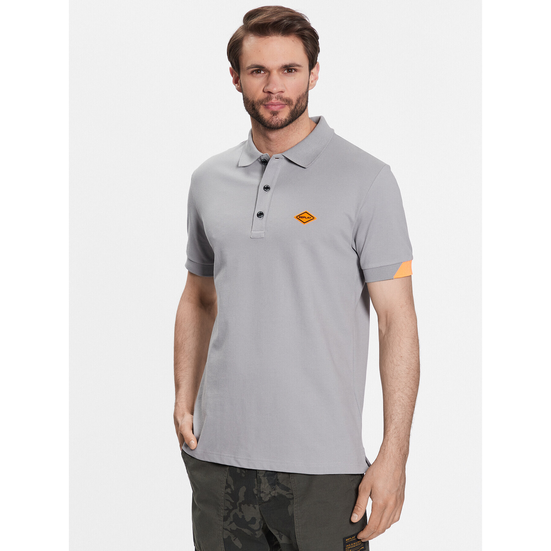 Replay Tricou polo M3540A.000.20623 Gri Regular Fit - Pled.ro