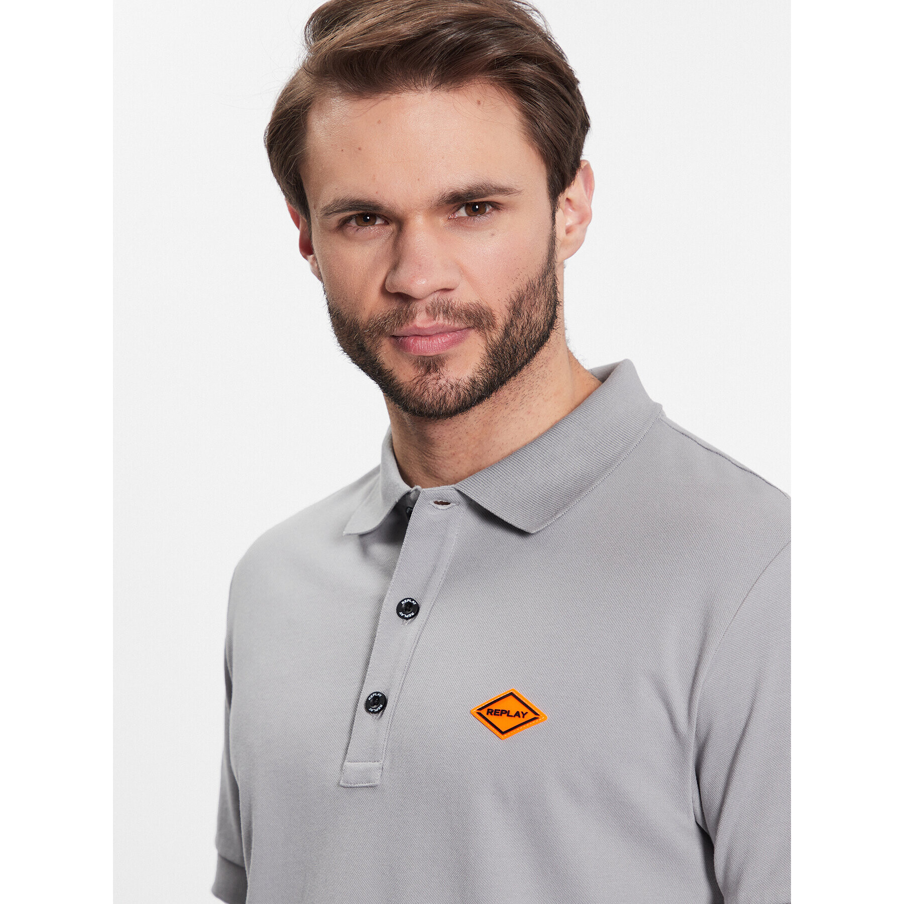 Replay Tricou polo M3540A.000.20623 Gri Regular Fit - Pled.ro