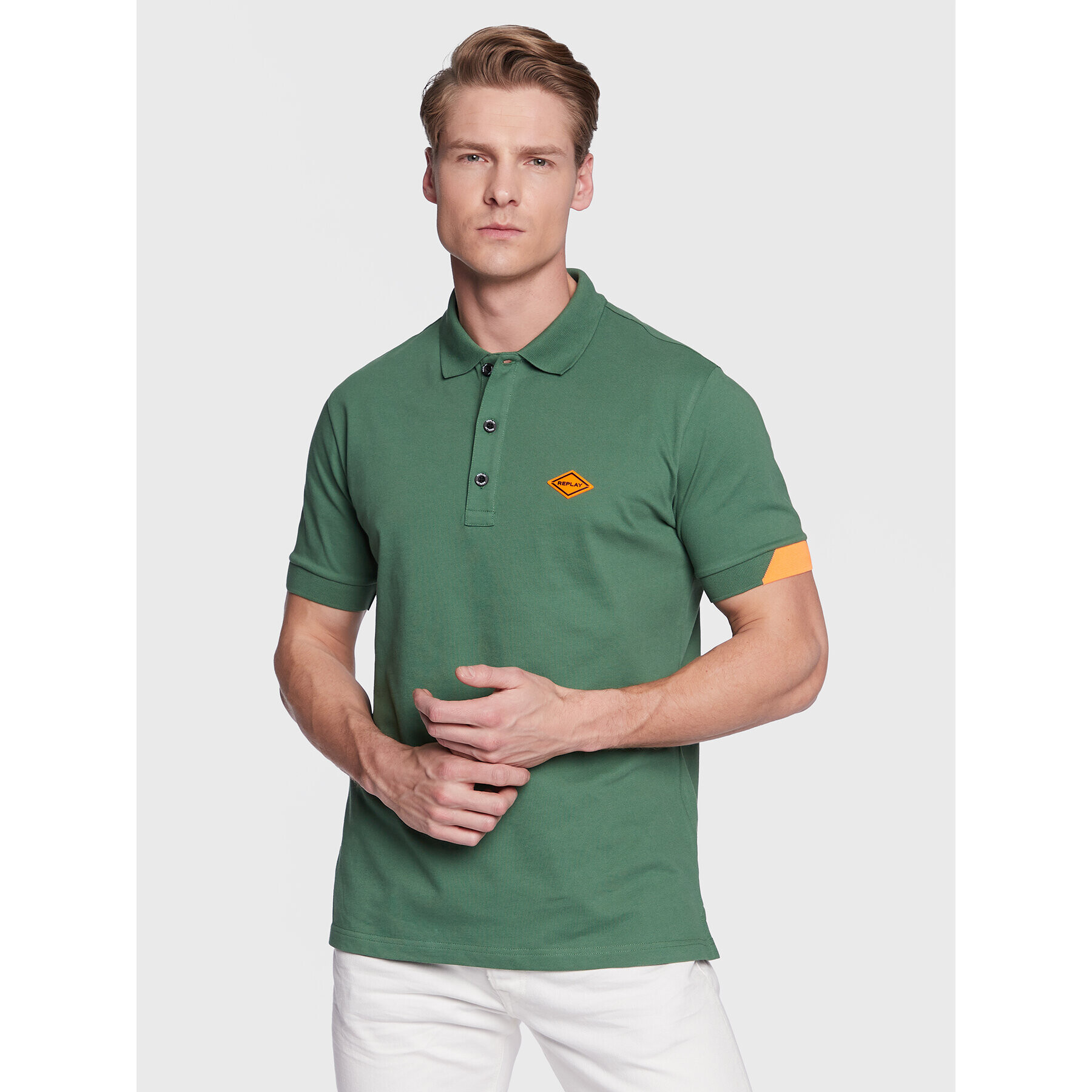 Replay Tricou polo M3540A.000.20623 Verde Regular Fit - Pled.ro