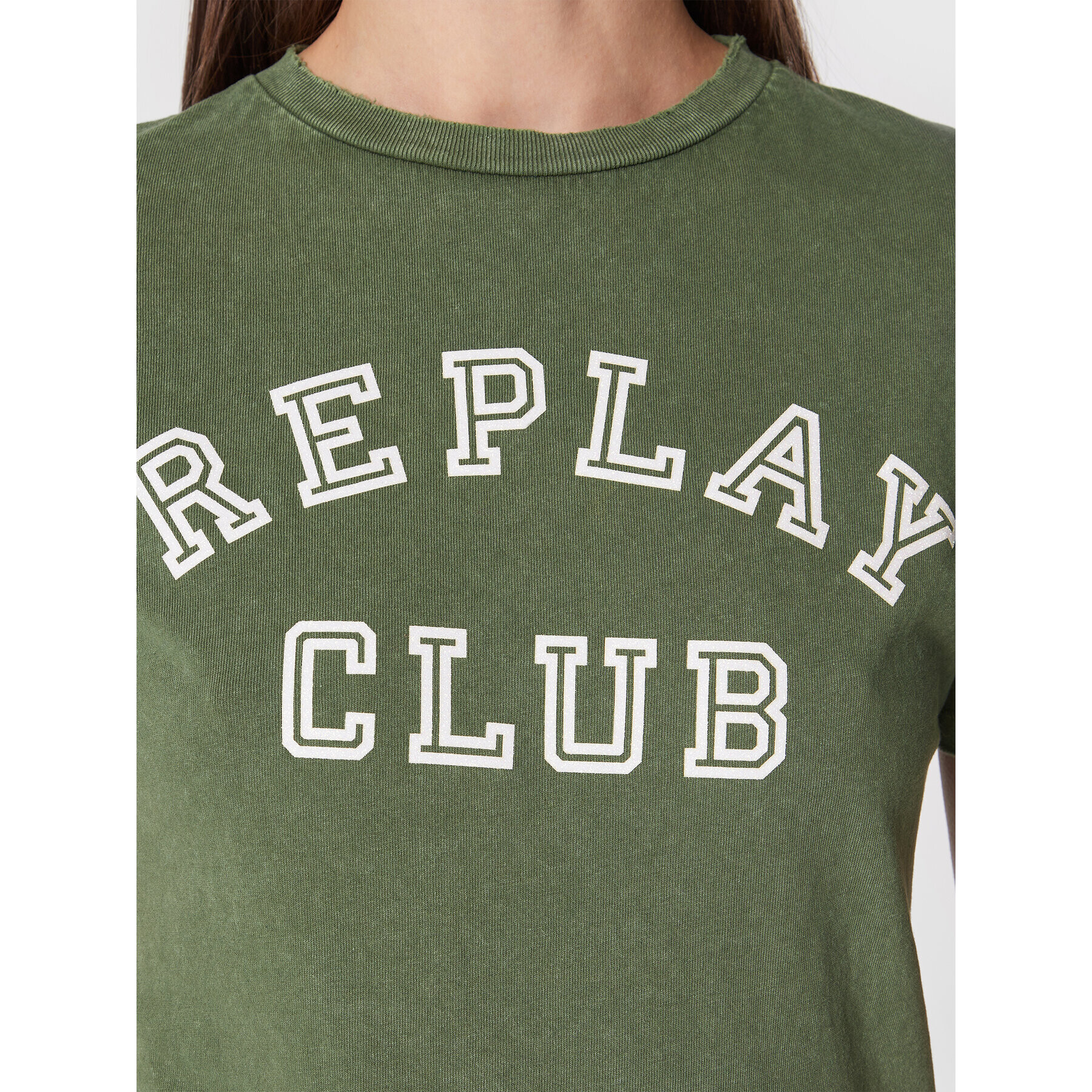 Replay Tricou W3510A.000.22662M Verde Slim Fit - Pled.ro