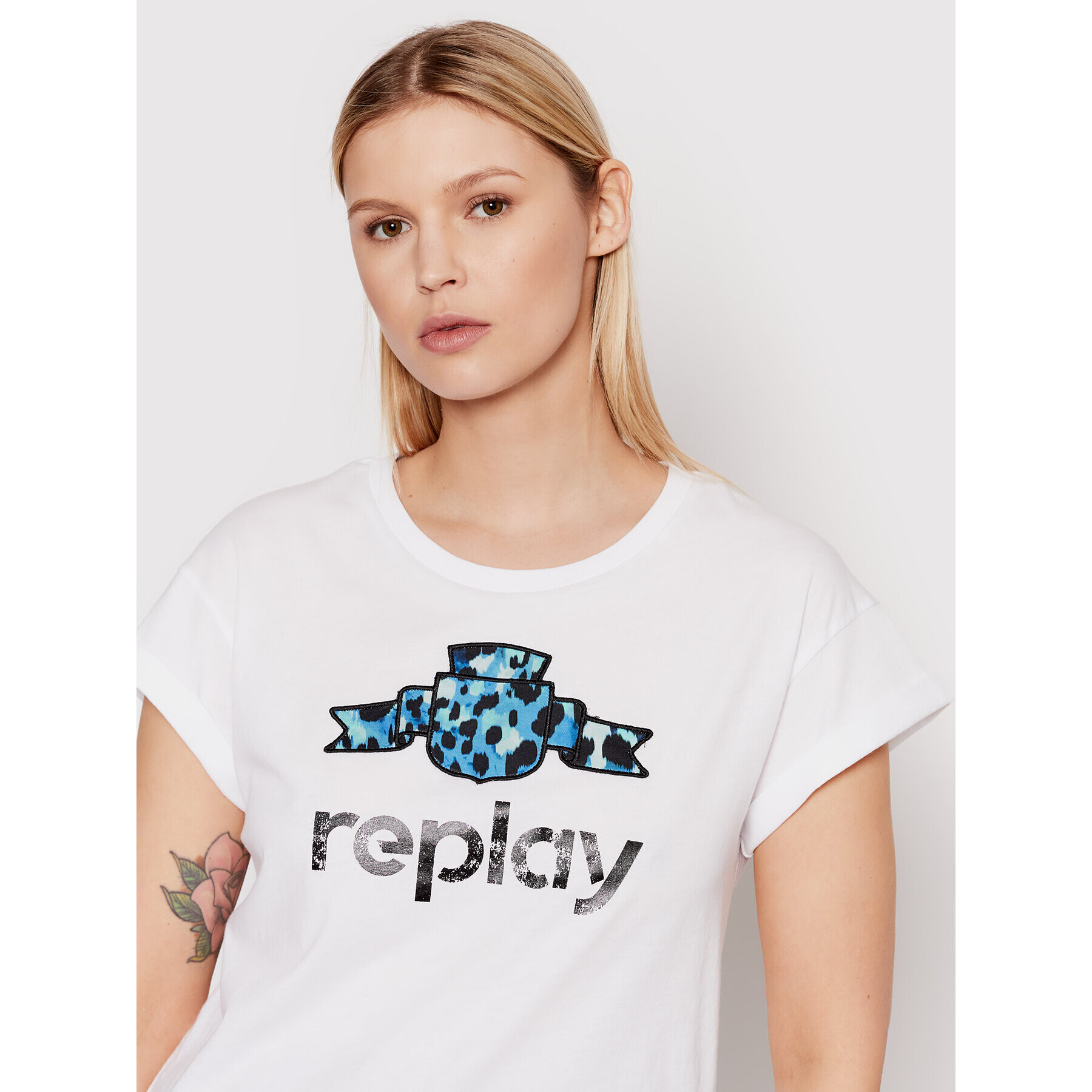 Replay Tricou W3525A.000.20994 Alb Regular Fit - Pled.ro