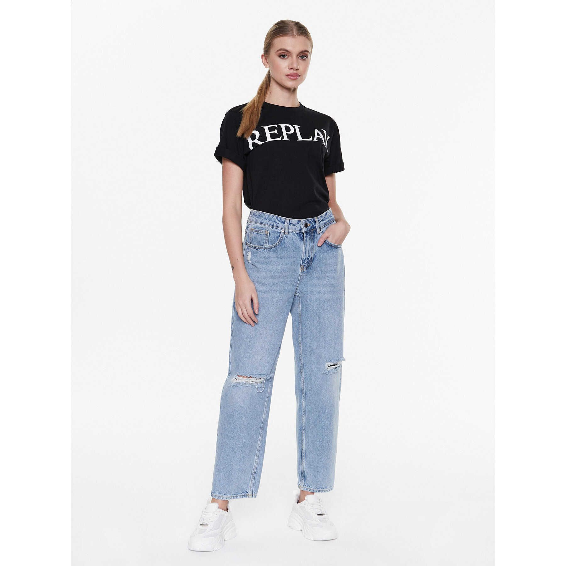 Replay Tricou W3698E.000.23188P Negru Relaxed Fit - Pled.ro