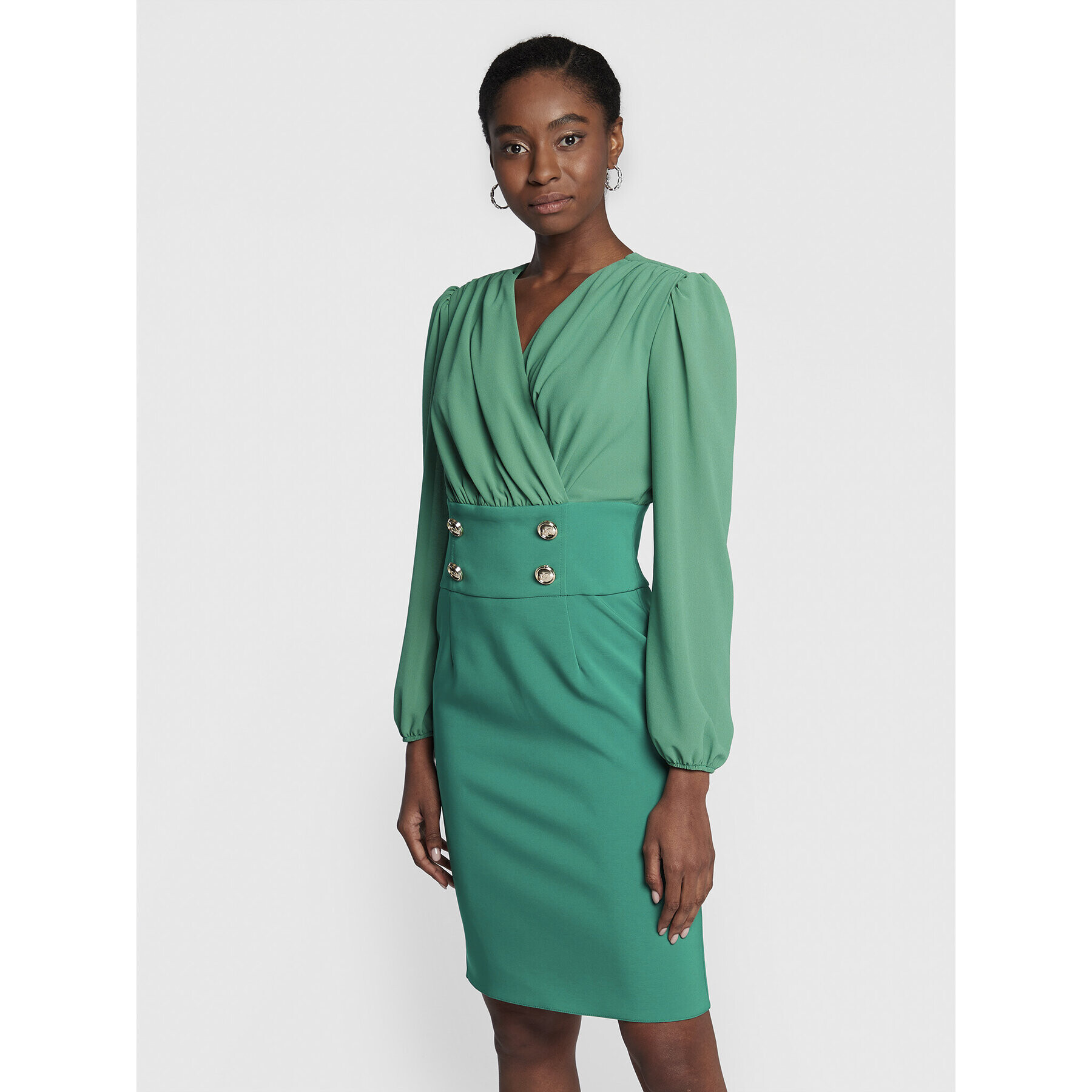 Rinascimento Rochie cocktail CFC0111068003 Verde Regular Fit - Pled.ro