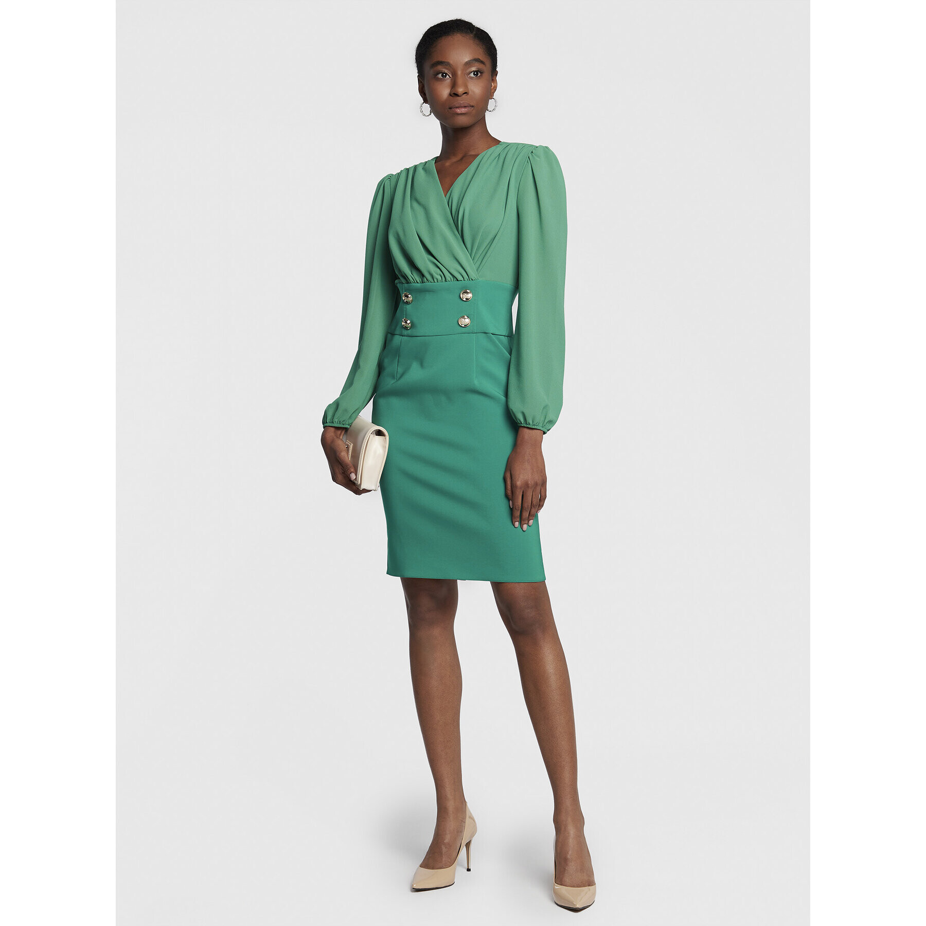 Rinascimento Rochie cocktail CFC0111068003 Verde Regular Fit - Pled.ro