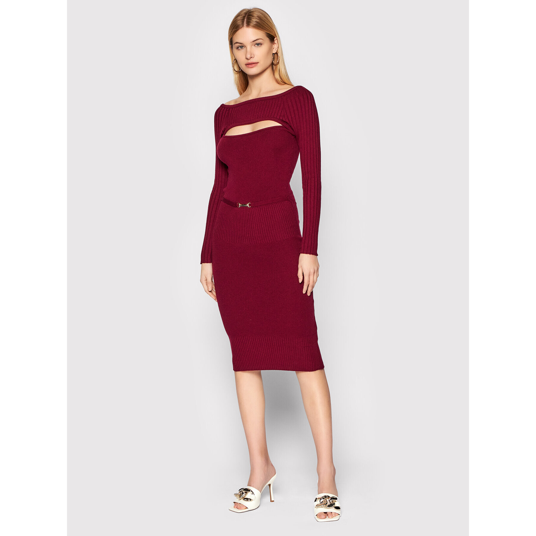 Rinascimento Rochie tricotată CFM0010521003 Vișiniu Slim Fit - Pled.ro