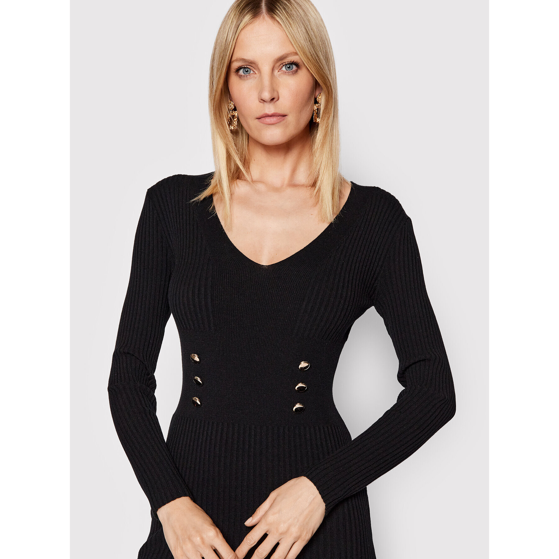 Rinascimento Rochie tricotată CFM0010758003 Negru Slim Fit - Pled.ro