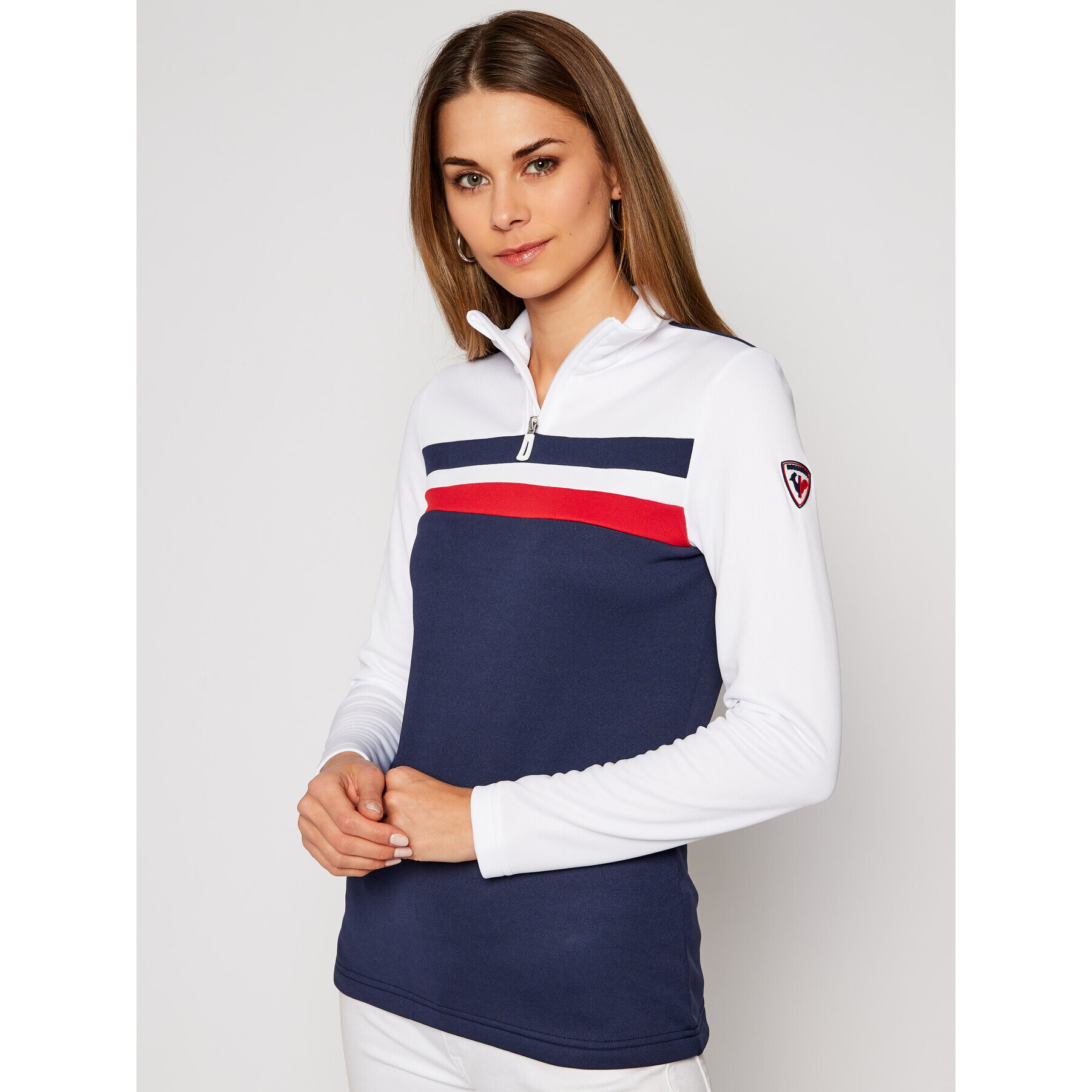 Rossignol Bluză tehnică Stripes 1/2 Zip RLJWL02 Bleumarin Slim Fit - Pled.ro