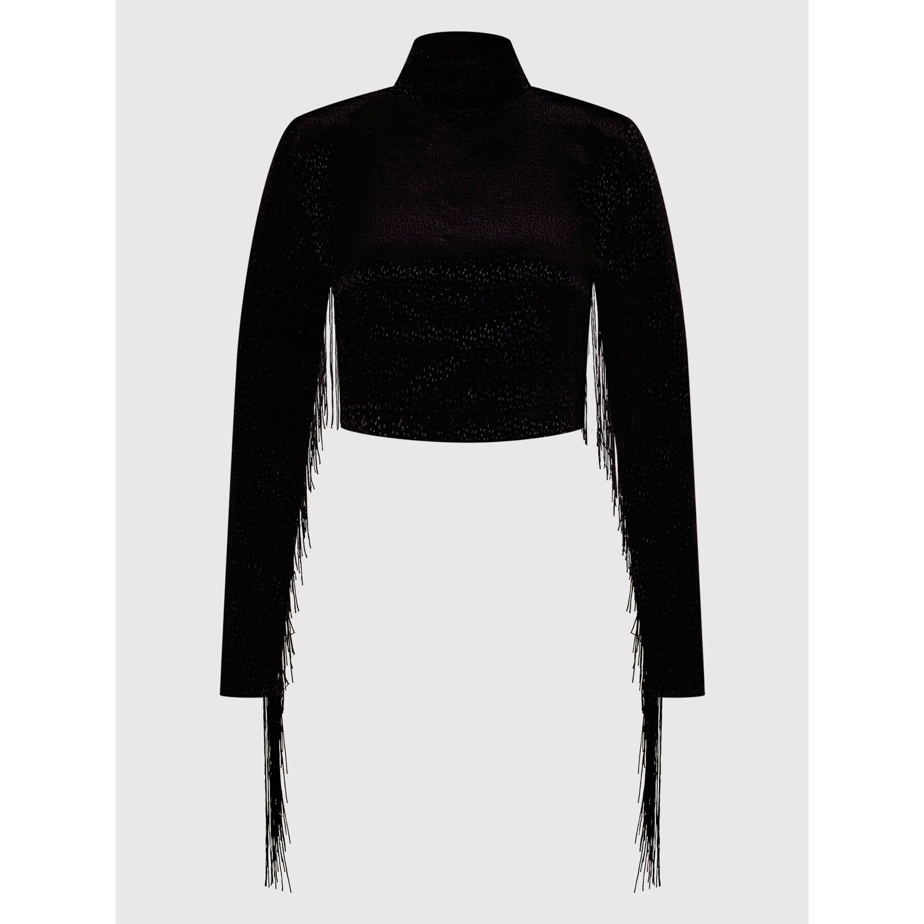 ROTATE Bluză Reba Fringe RT1028 Negru Loose Fit - Pled.ro