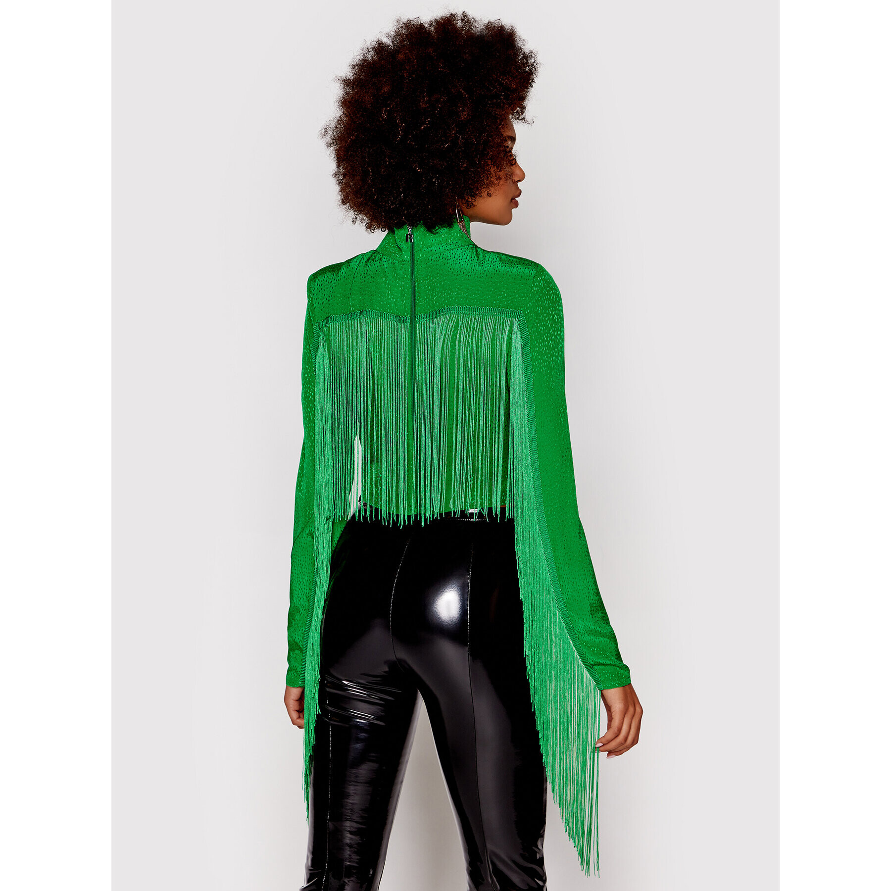 ROTATE Bluză Reba Fringe RT835 Verde Loose Fit - Pled.ro