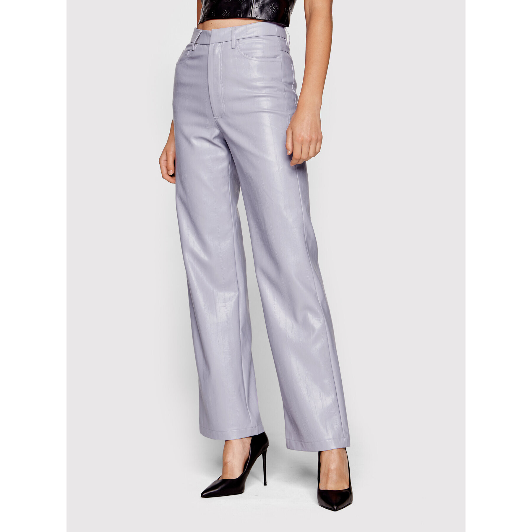 ROTATE Pantaloni din imitație de piele Rotie RT1736 Violet Regular Fit - Pled.ro