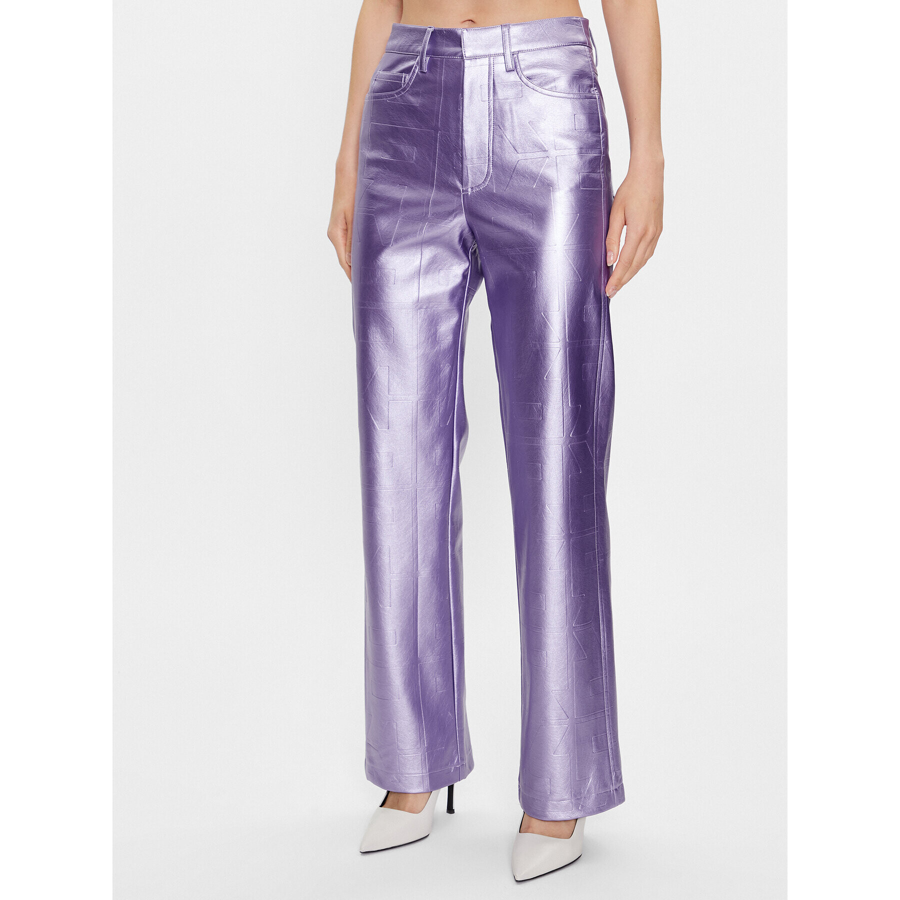 ROTATE Pantaloni din imitație de piele Embossed 1000902225 Violet Relaxed Fit - Pled.ro