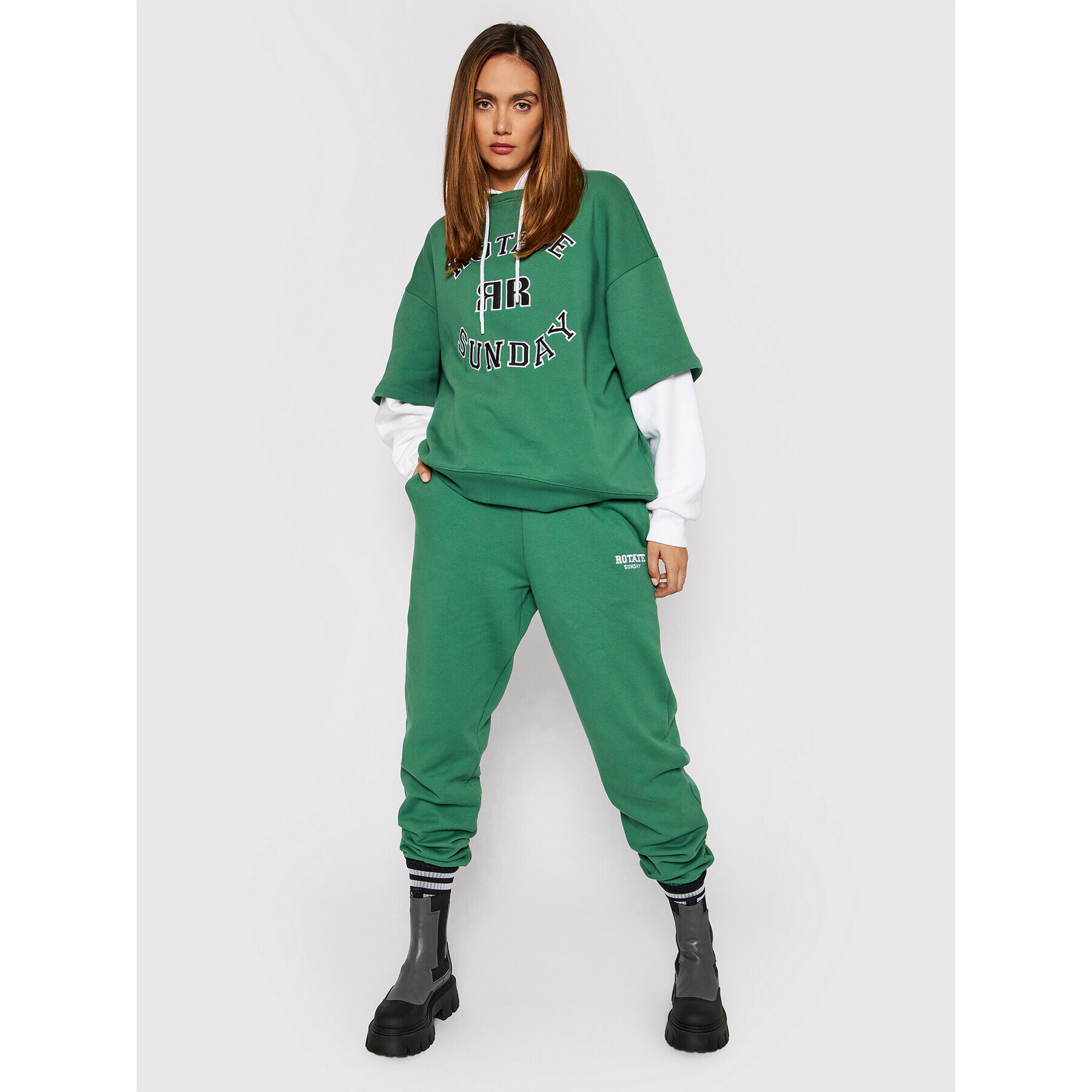 ROTATE Pantaloni trening Mimi RT768 Verde Relaxed Fit - Pled.ro