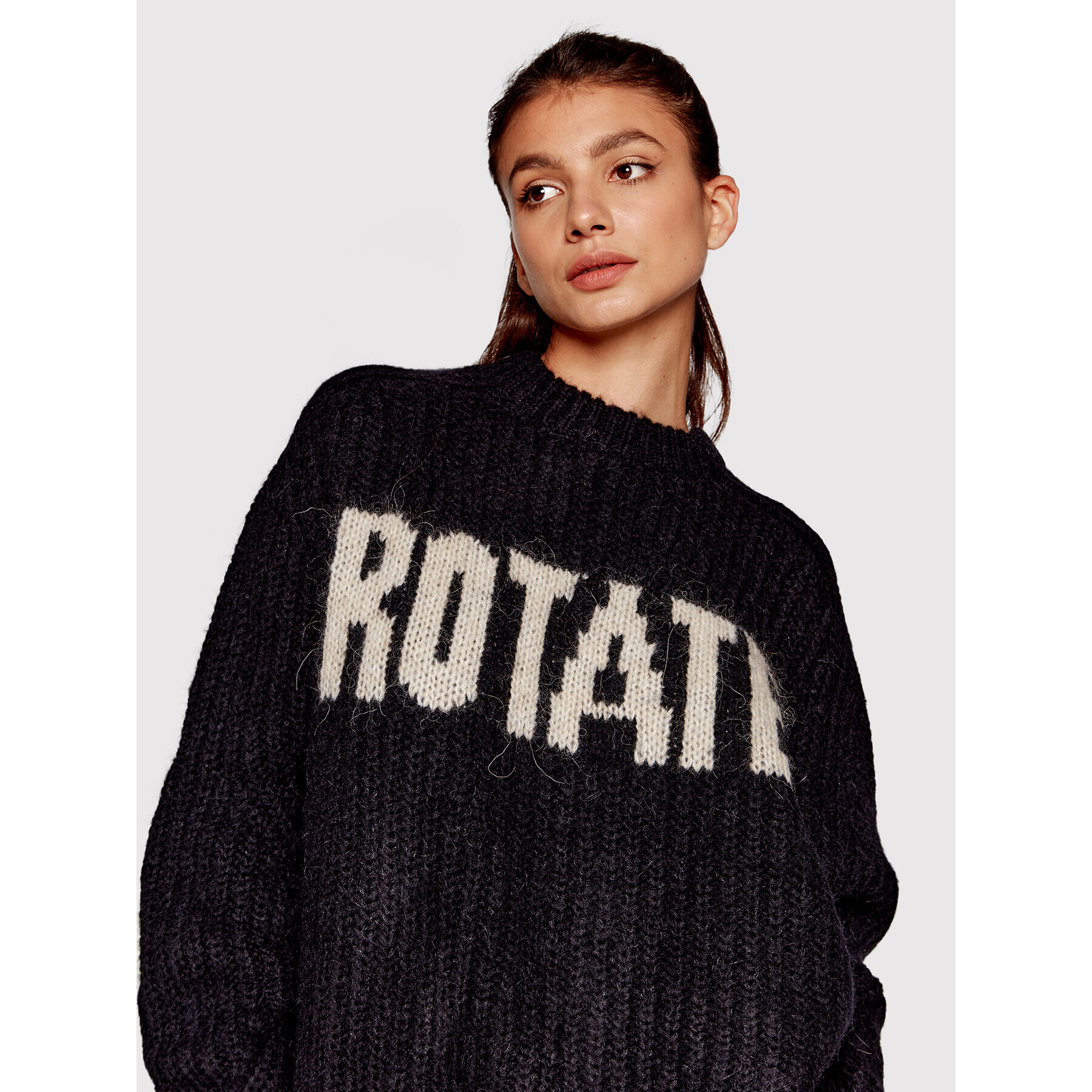 ROTATE Pulover Brandy RT1729 Negru Oversize - Pled.ro