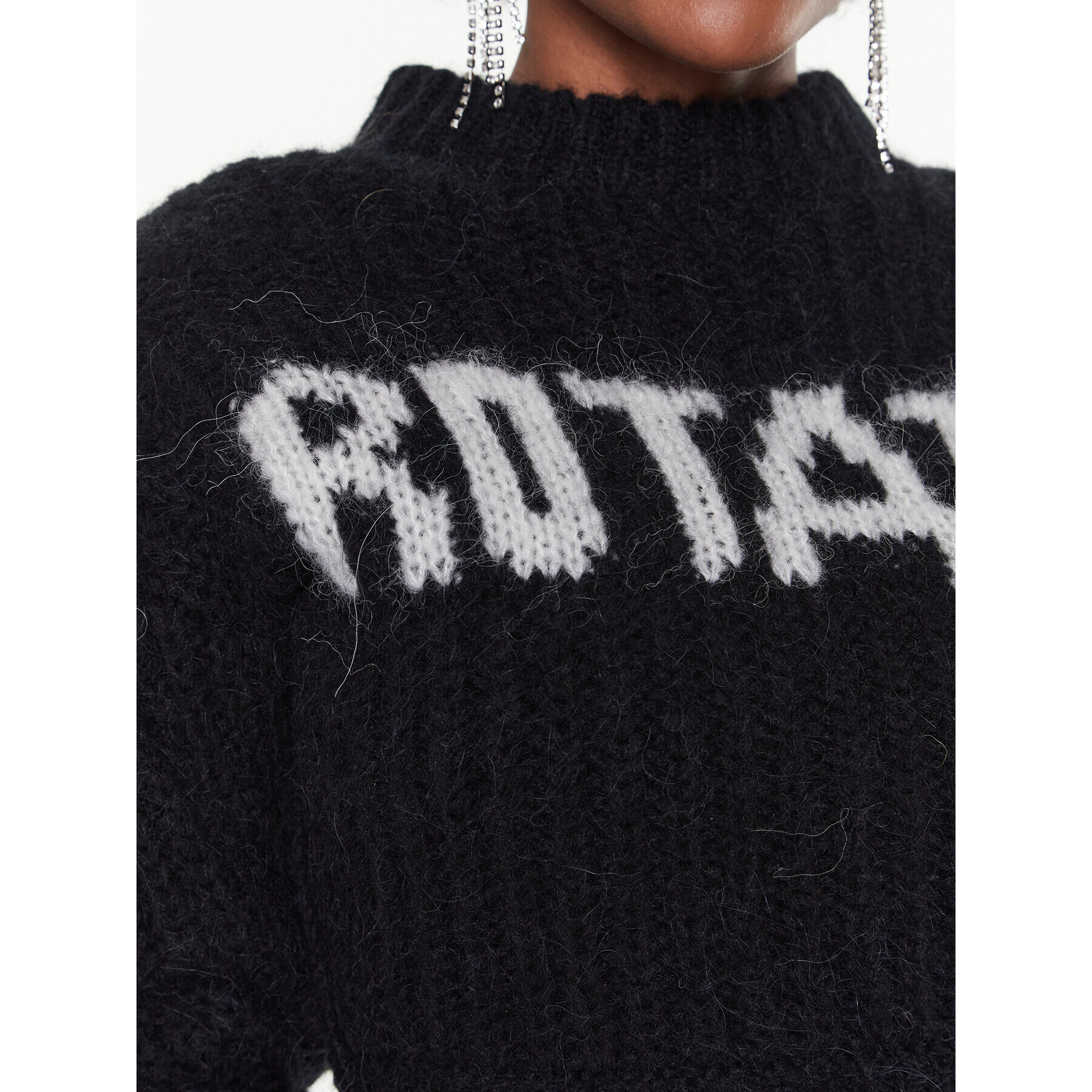 ROTATE Pulover Knit Puff-Sleeve RT2286 Negru Regular Fit - Pled.ro