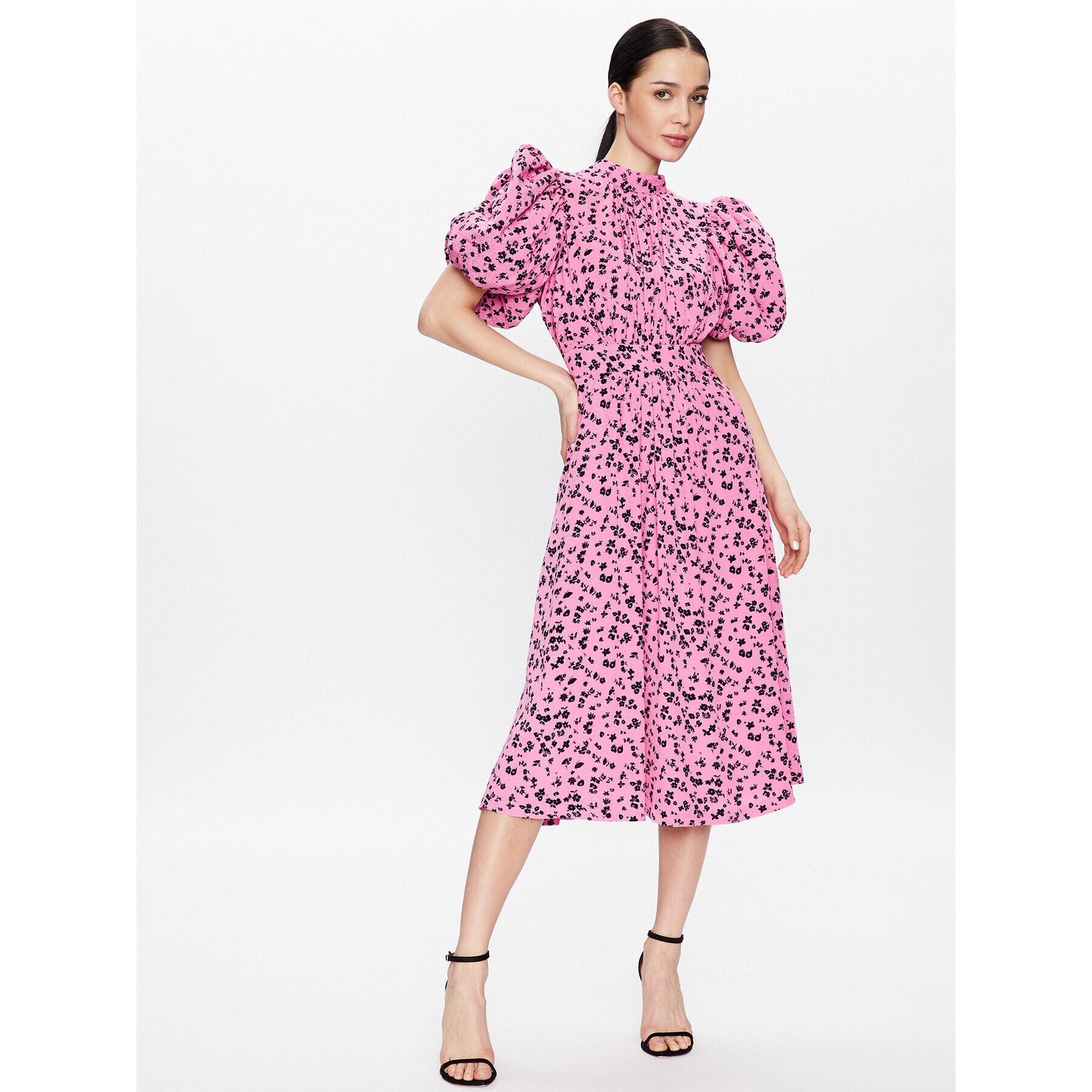 ROTATE Rochie cocktail Fine Jacquard RT2481 Roz Regular Fit - Pled.ro