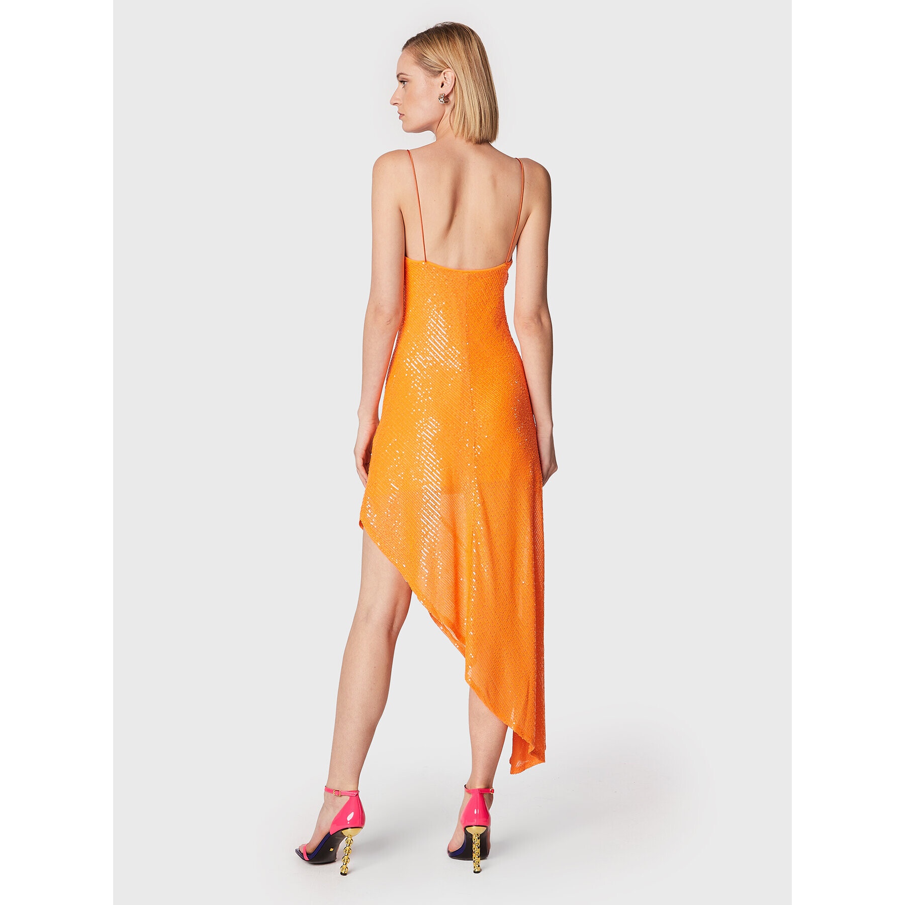 ROTATE Rochie cocktail Sequins RT1960 Portocaliu Regular Fit - Pled.ro