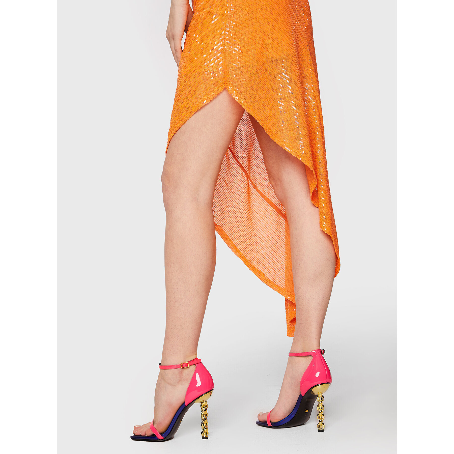 ROTATE Rochie cocktail Sequins RT1960 Portocaliu Regular Fit - Pled.ro