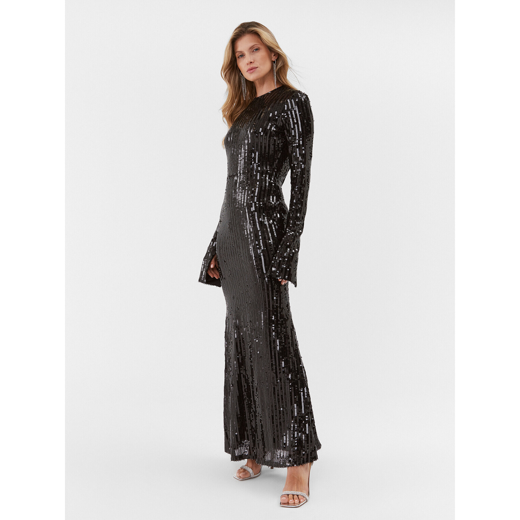 ROTATE Rochie de seară Sequin 111349100 Negru Slim Fit - Pled.ro