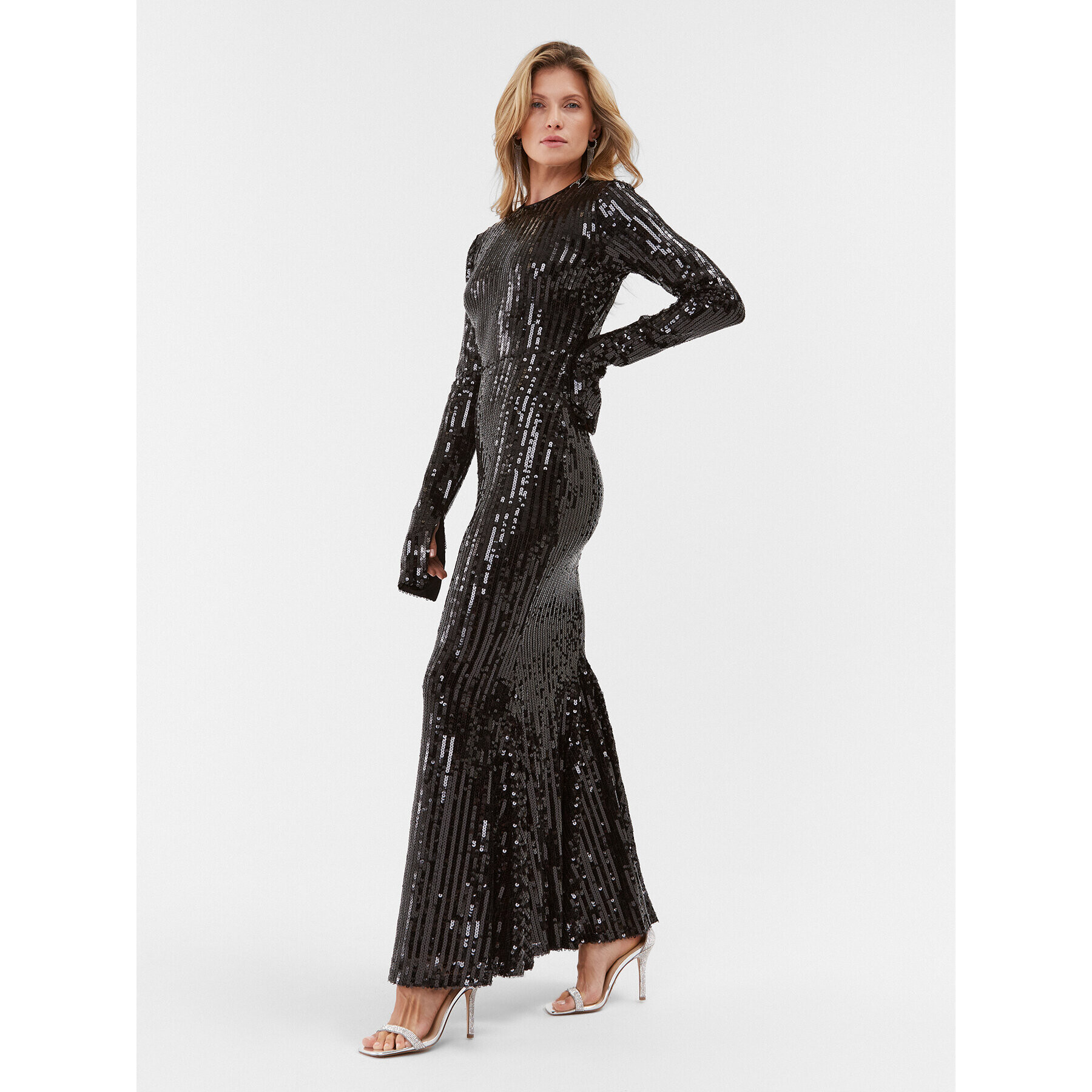 ROTATE Rochie de seară Sequin 111349100 Negru Slim Fit - Pled.ro