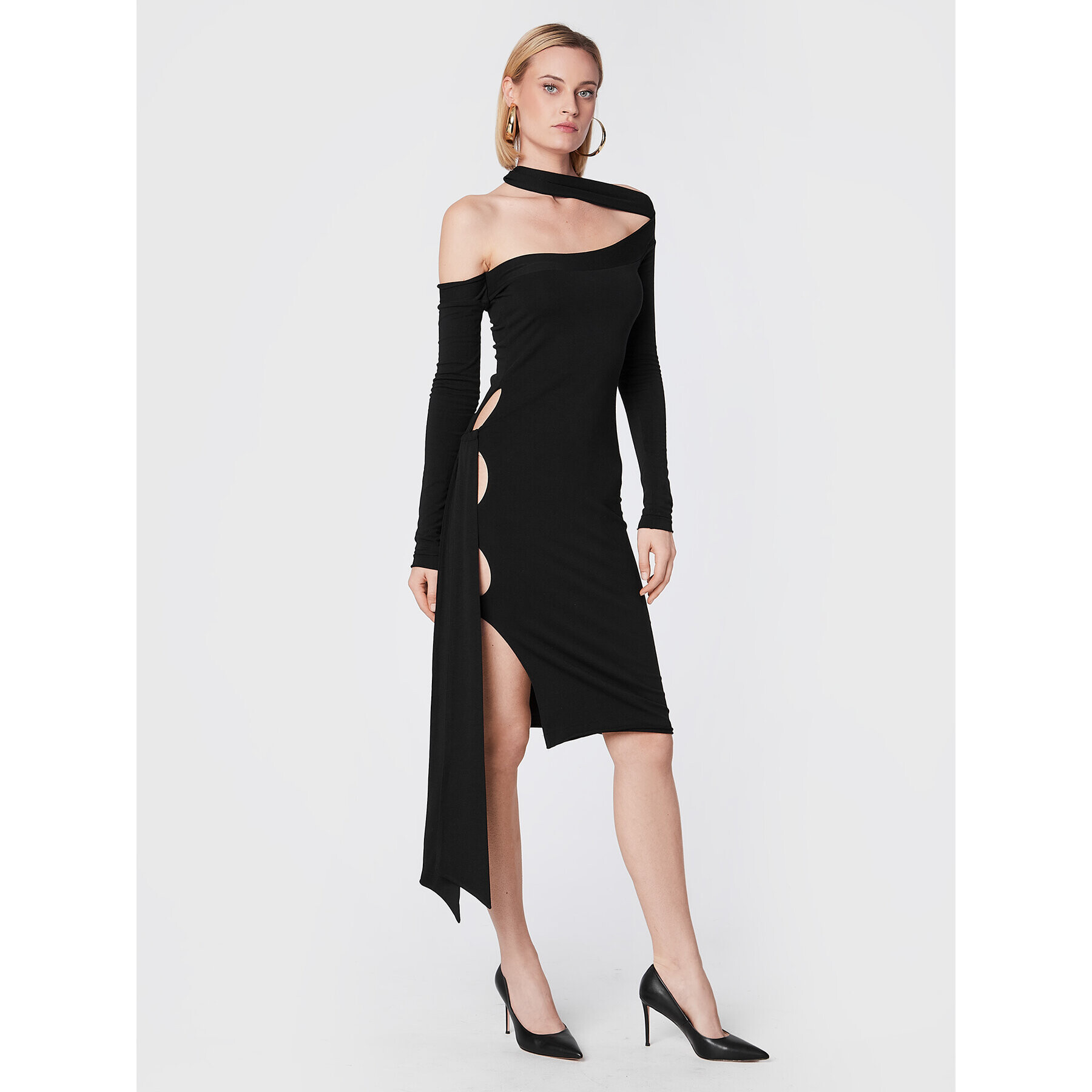 ROTATE Rochie de zi Beca RT1665 Negru Slim Fit - Pled.ro