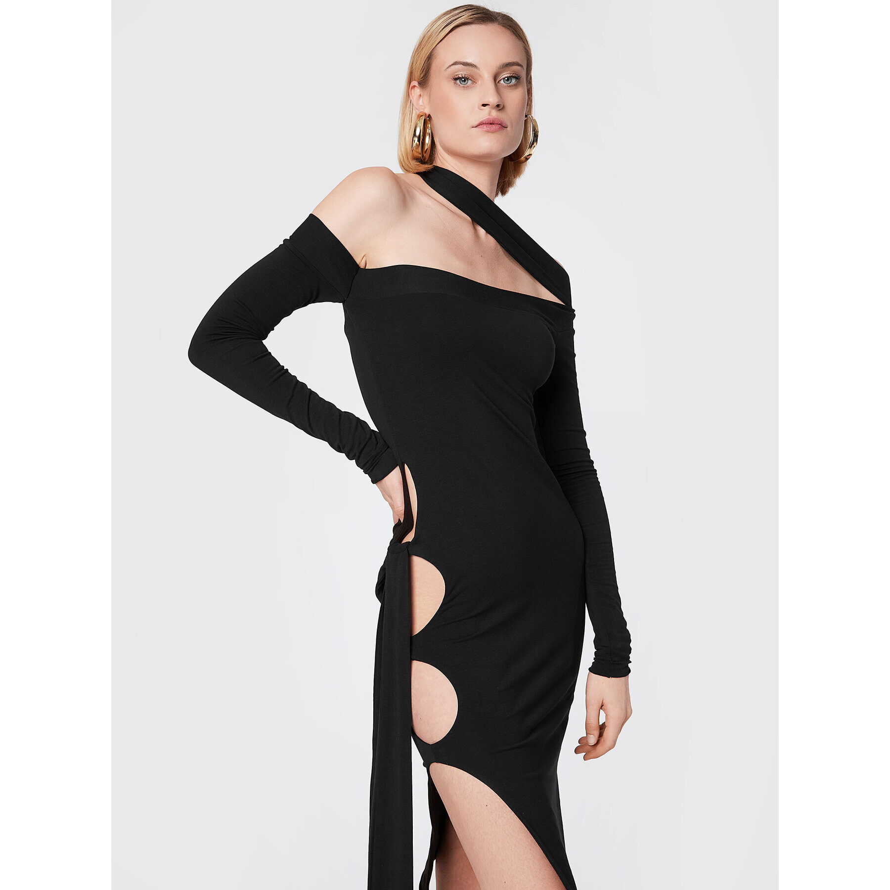 ROTATE Rochie de zi Beca RT1665 Negru Slim Fit - Pled.ro