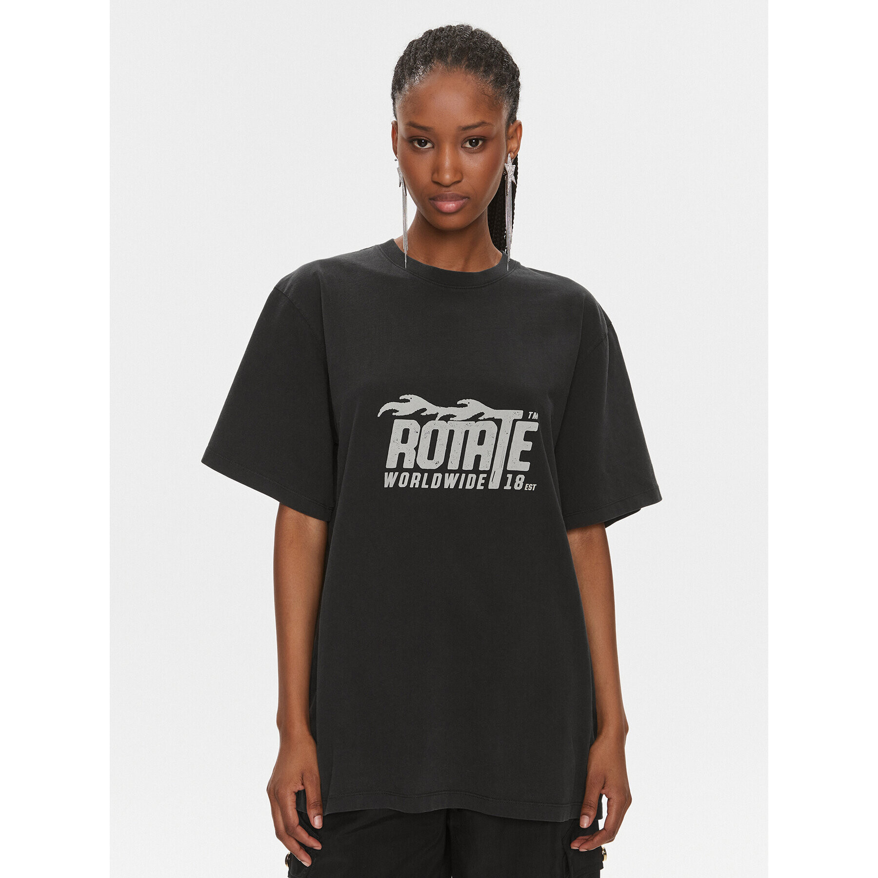 ROTATE Tricou 112083100 Negru Oversize - Pled.ro