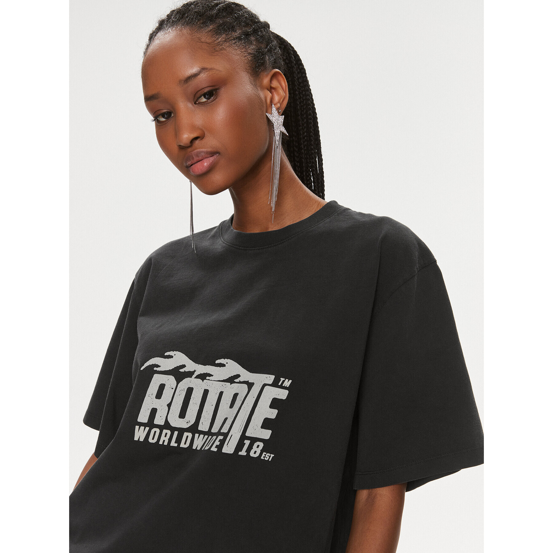 ROTATE Tricou 112083100 Negru Oversize - Pled.ro