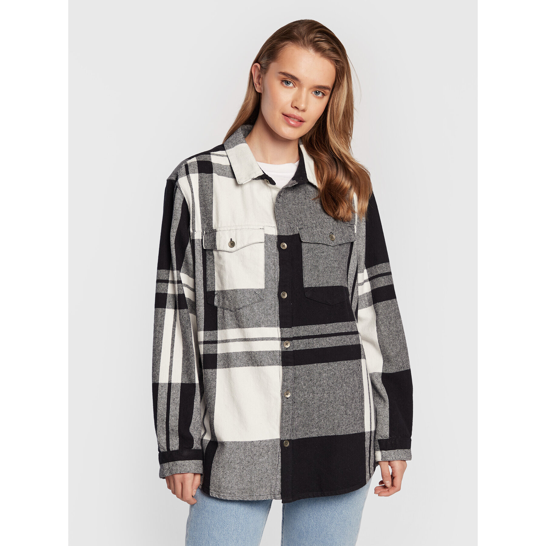 Roxy Cămașă Let It Go Flannel ARJWT03296 Gri Boyfriend Fit - Pled.ro