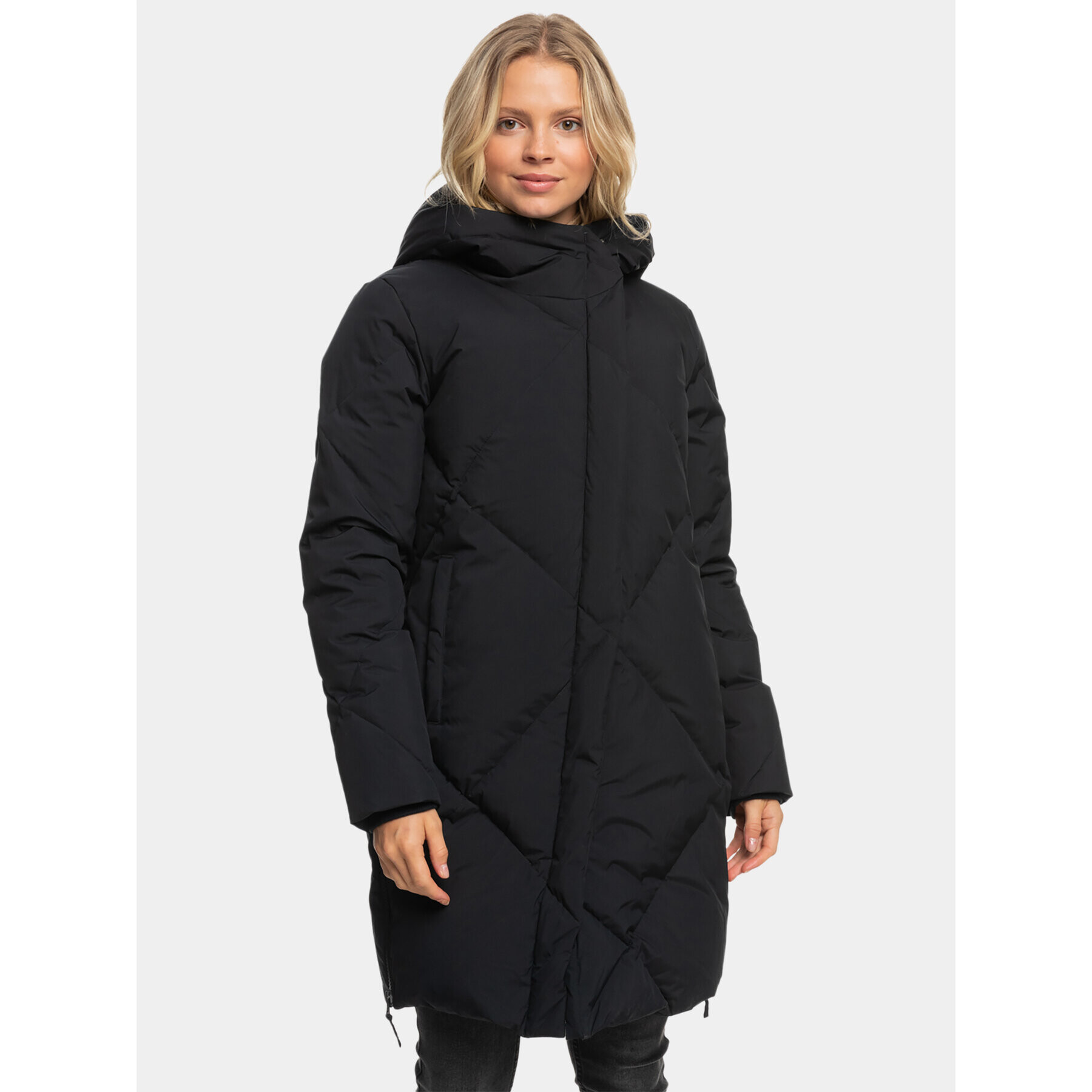 Roxy Geacă din puf Abbie Jk Otlr ERJJK03550 Negru Regular Fit - Pled.ro