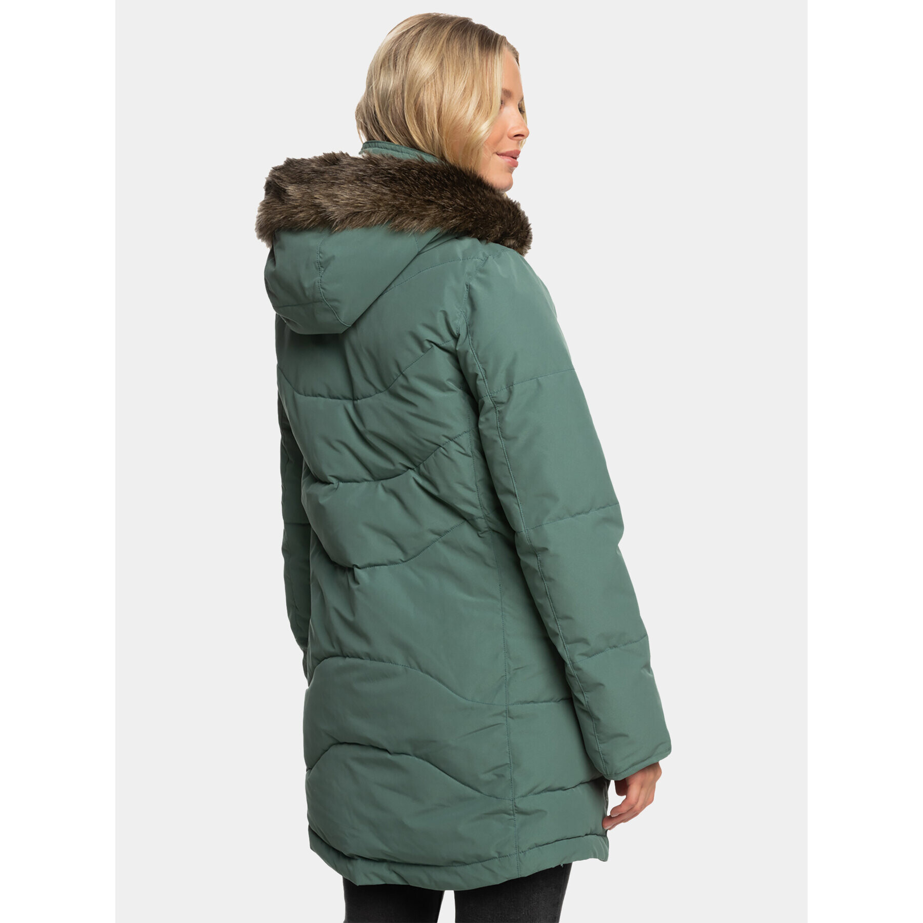 Roxy Geacă din puf Ellie Jk Otlr ERJJK03554 Verde Regular Fit - Pled.ro